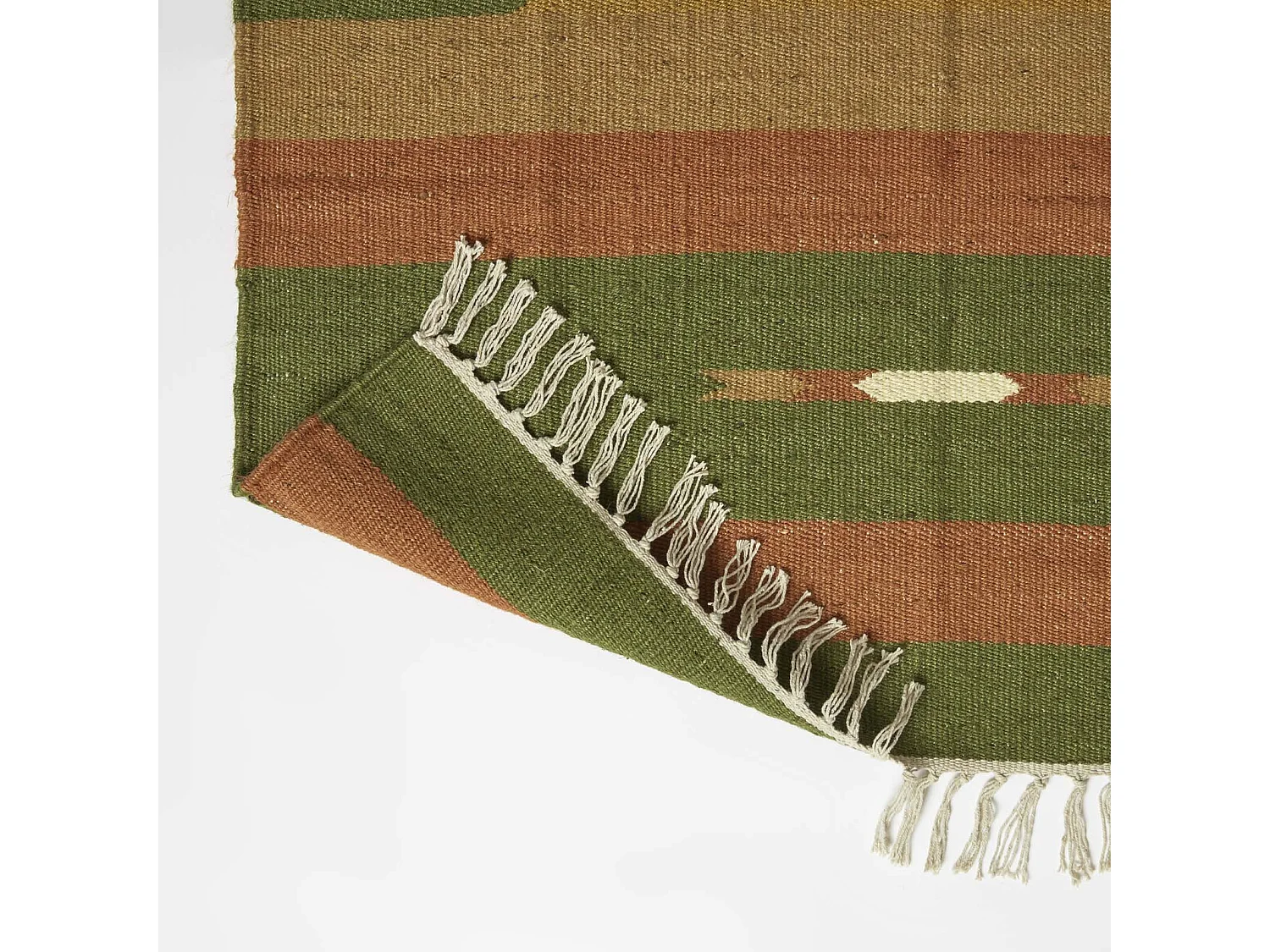 Homescapes Lundi Orange & Green Kilim Cotton & Jute Rug 160 x 230 cm