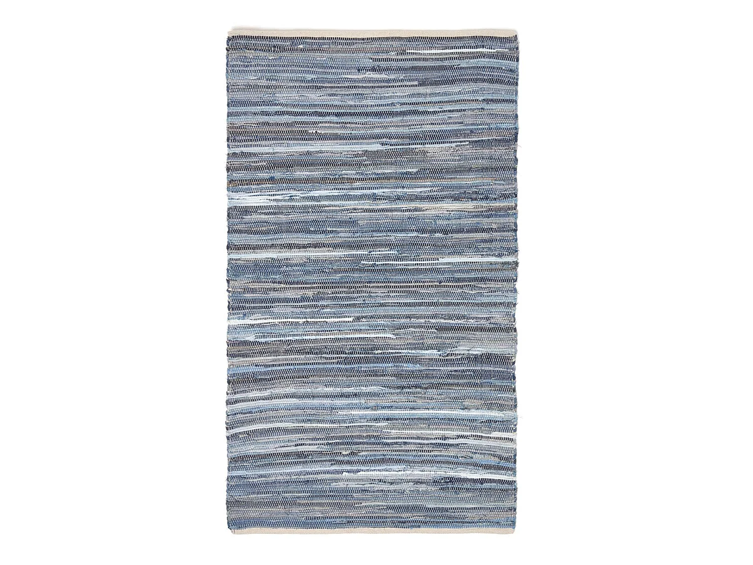 Homescapes Blue Denim Handwoven Striped Chindi Rug, 90 x 150 cm