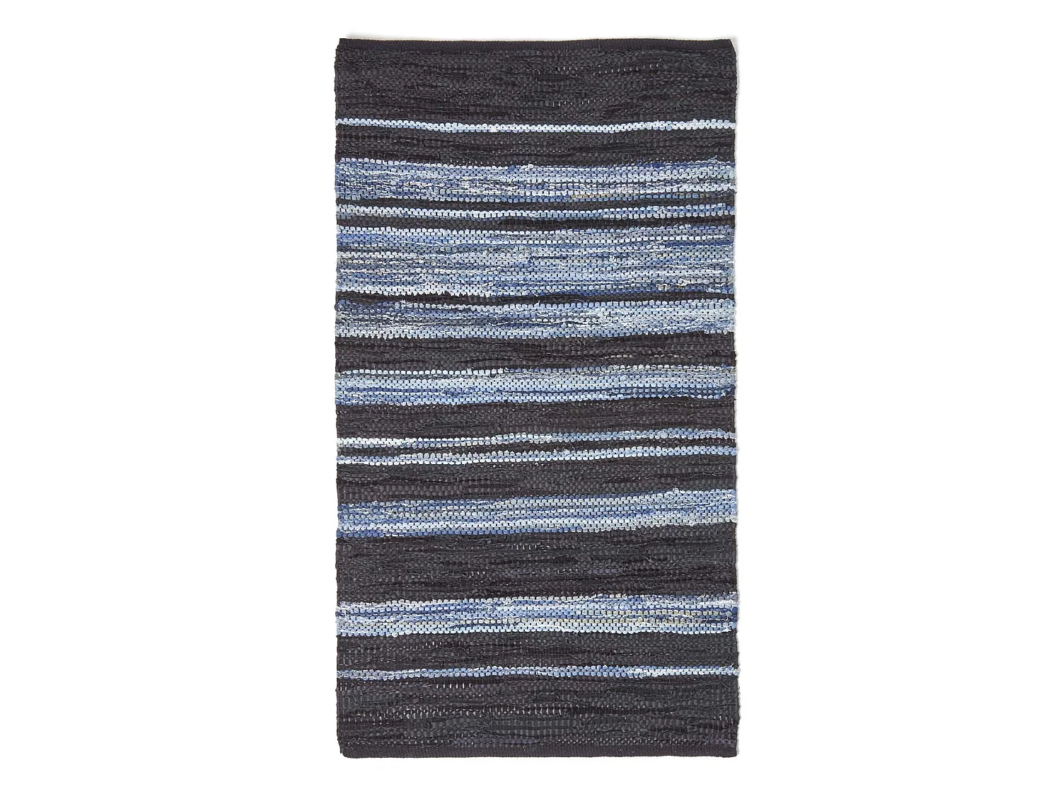 Homescapes Texas Leather & Denim Woven Striped Blue Rug, 90 x 150 cm