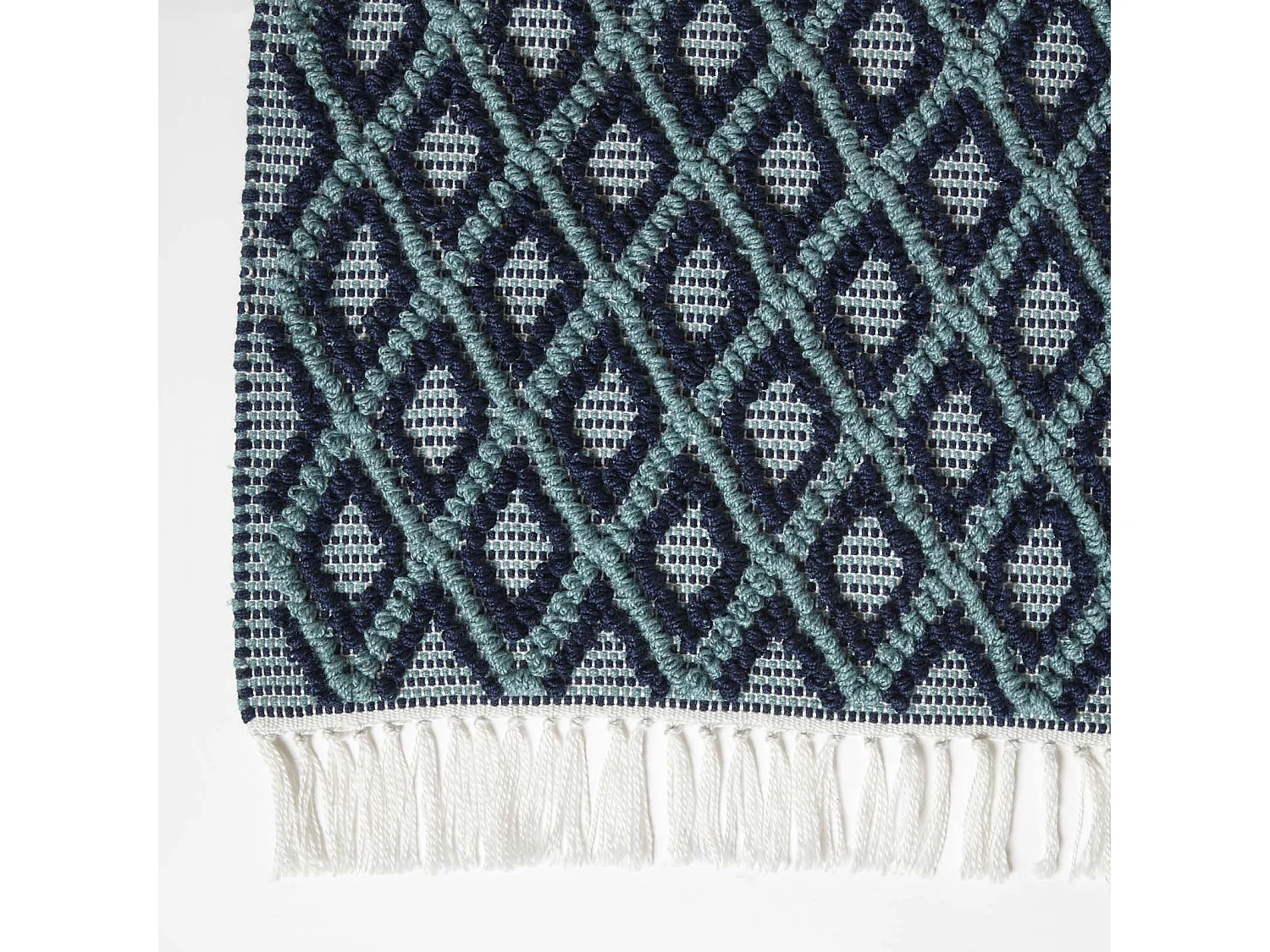 Homescapes Tula Handwoven Teal & Navy Textured Rug, 120 x 170 cm