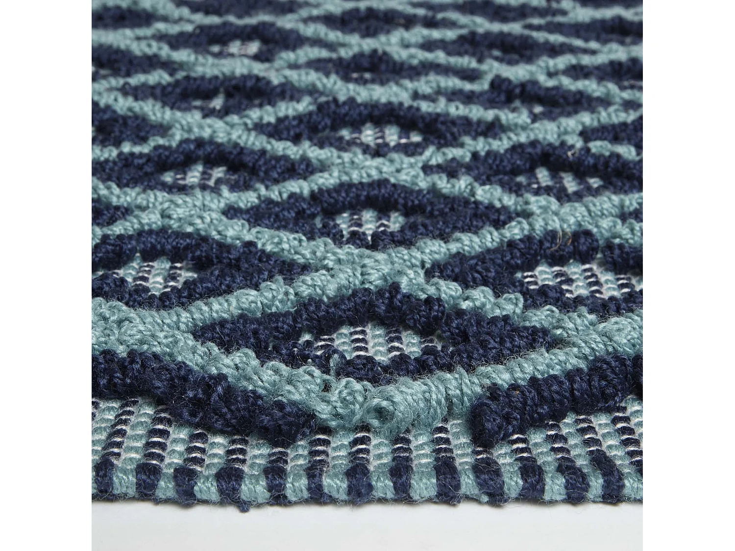 Homescapes Tula Handwoven Teal & Navy Textured Rug, 120 x 170 cm