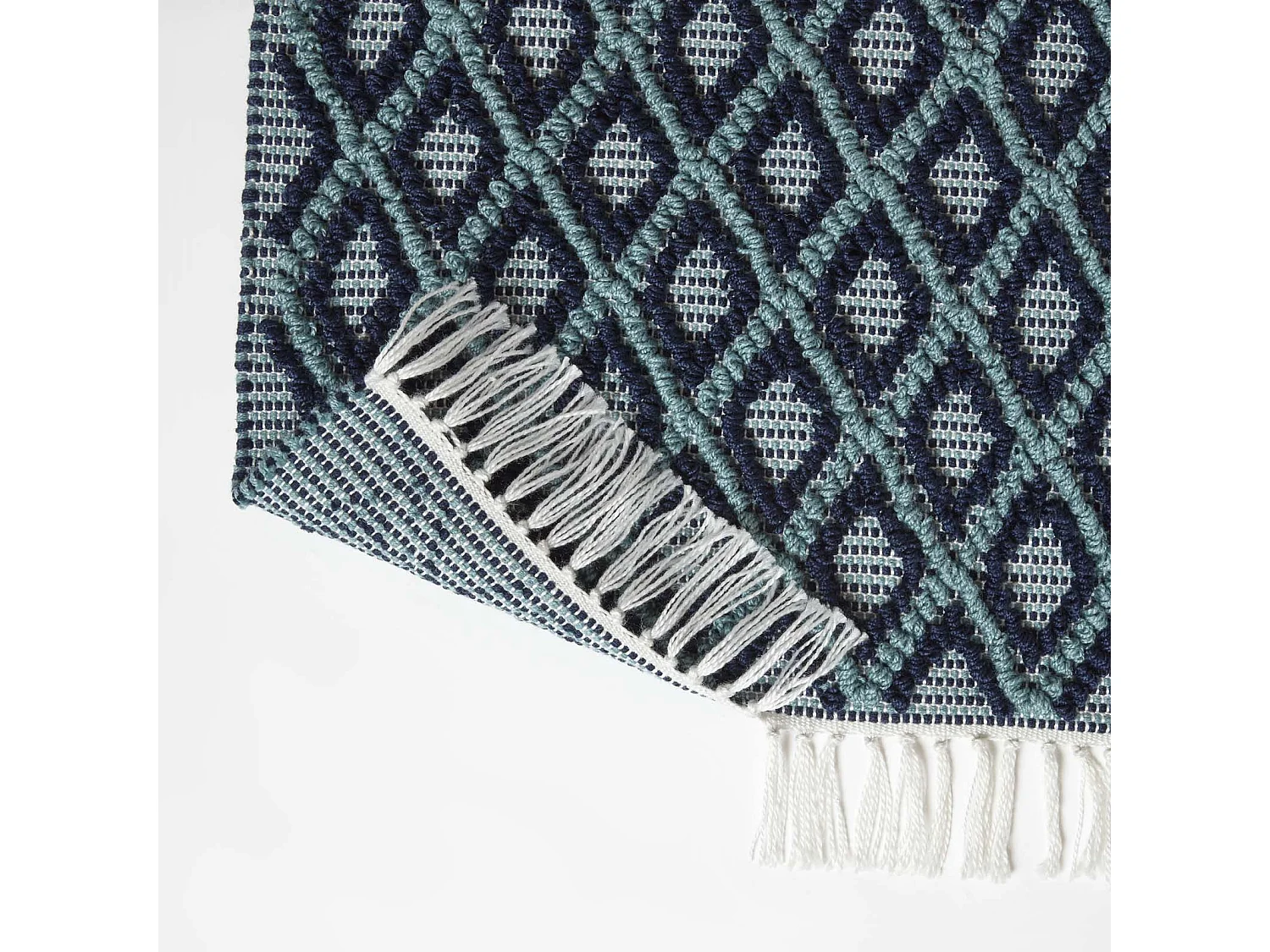 Homescapes Tula Handwoven Teal & Navy Textured Rug, 120 x 170 cm