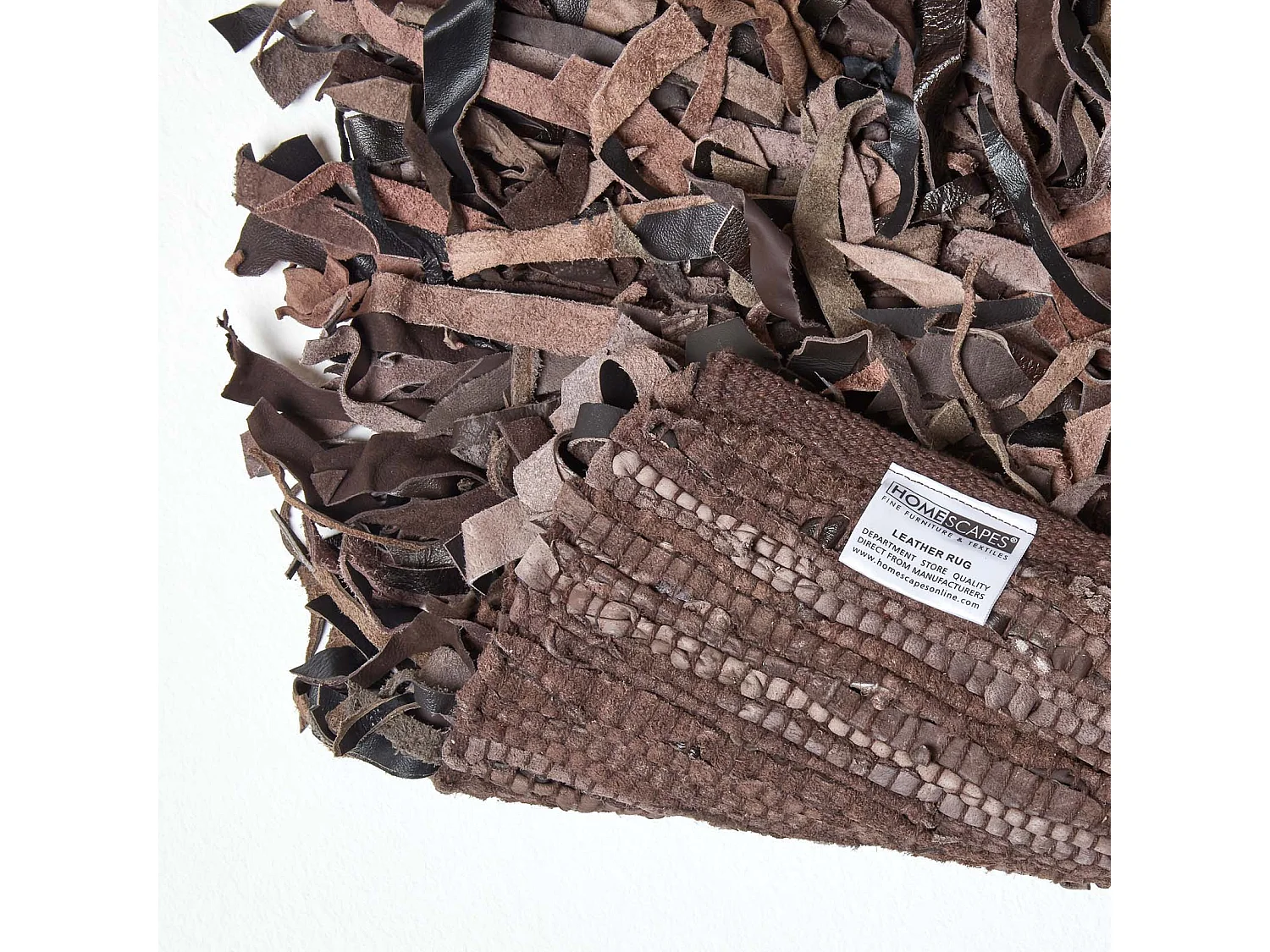 Homescapes Dallas Leather Shaggy Rug Chocolate, 150 x 240 cm