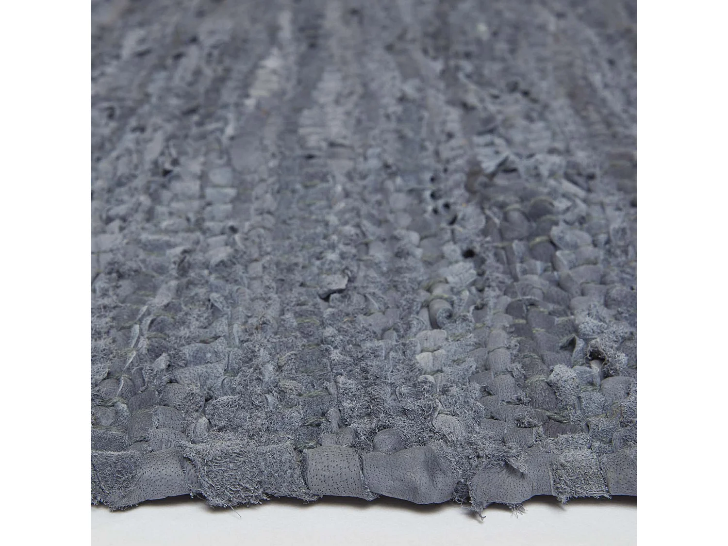 Homescapes Grey Recycled Leather Handwoven Stripe Rug, 66 x 200 cm