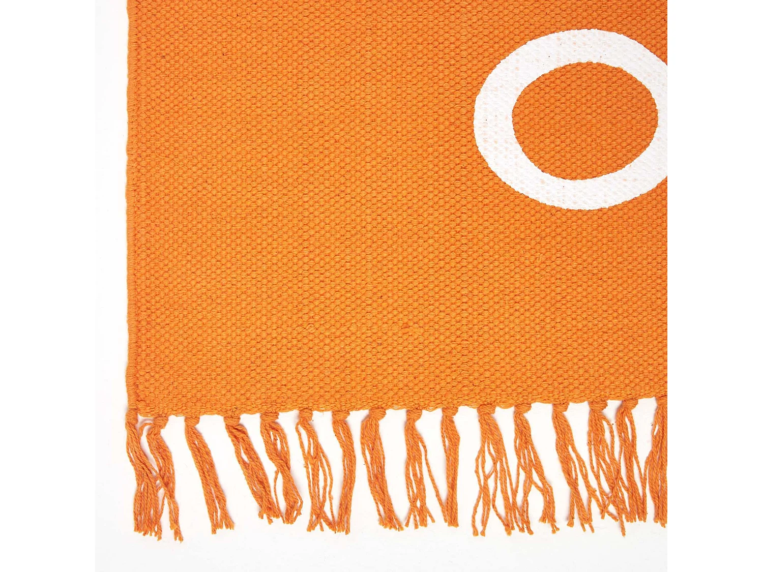 Homescapes Keep  Calm And Carry On Handwoven 100% Cotton Rug in Orange & White, 60 x 100 cm