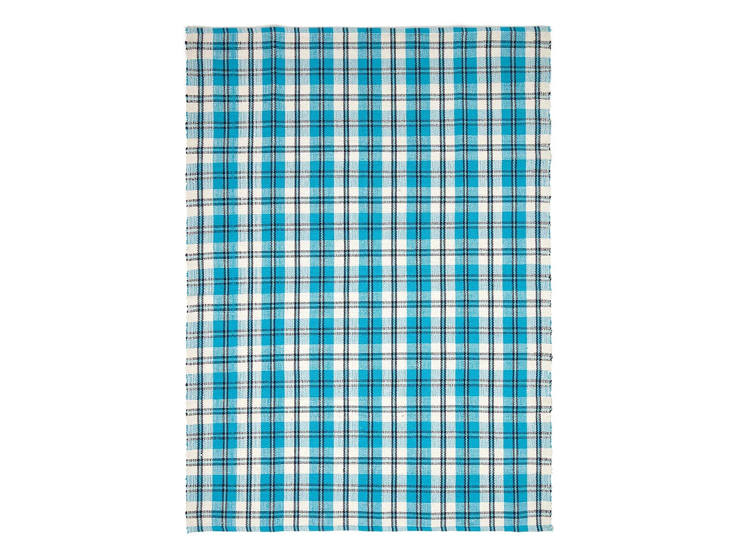 Homescapes Irvine Handwoven Blue Tartan 100% Cotton Rug, 150 x 240 cm