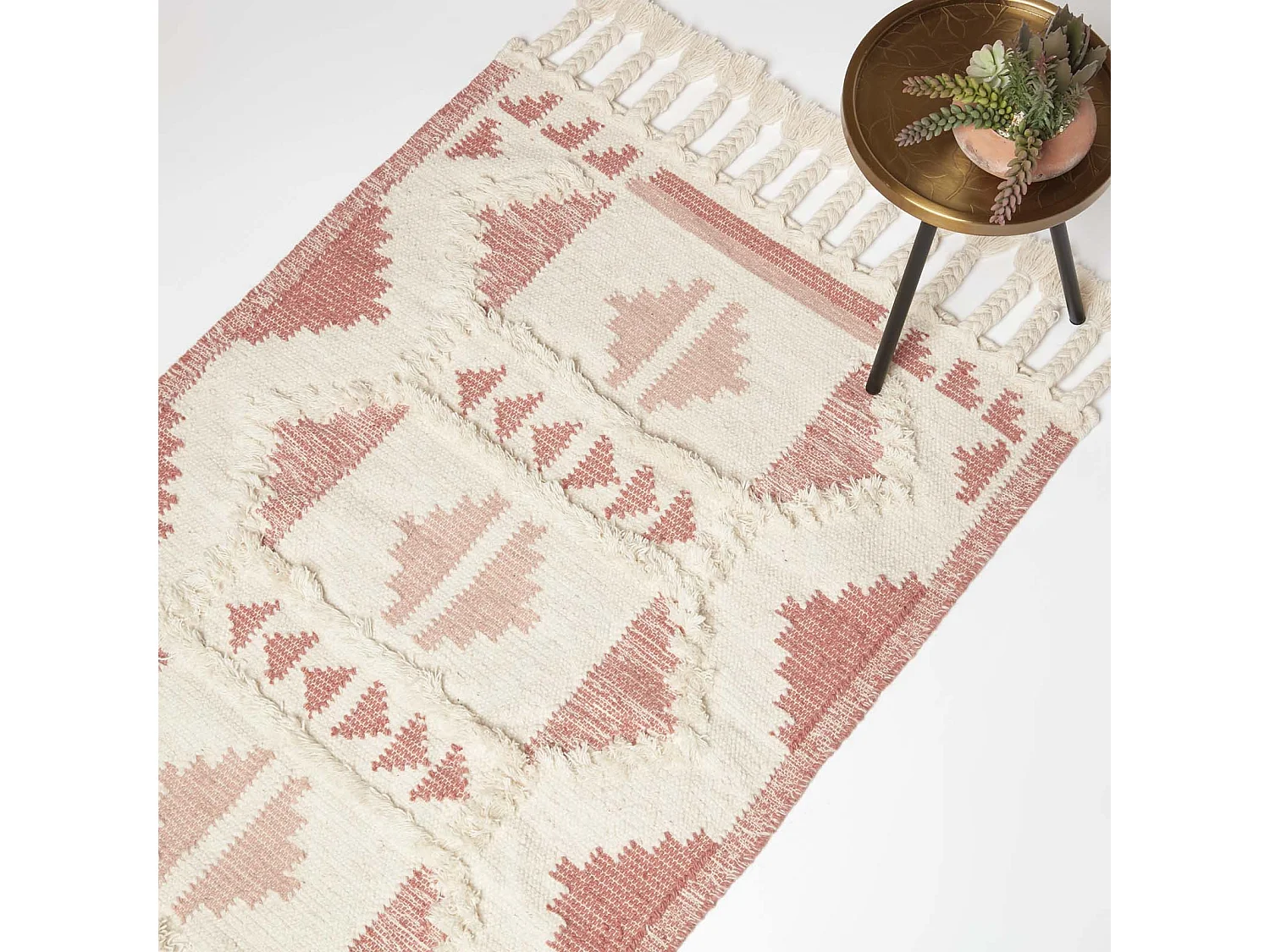 Homescapes Satara Pink Kilim Wool Rug 90 x 150 cm