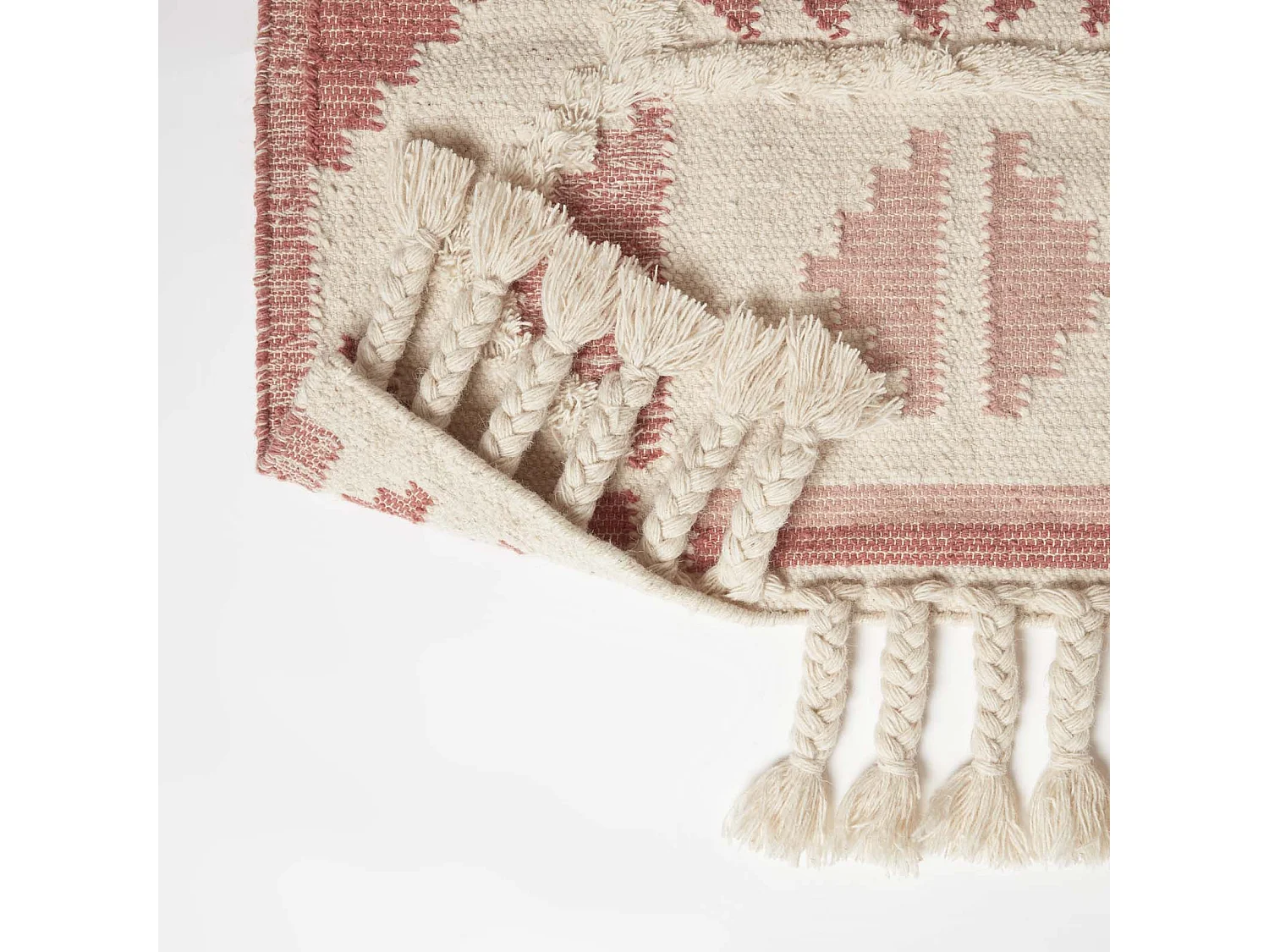 Homescapes Satara Pink Kilim Wool Rug 90 x 150 cm