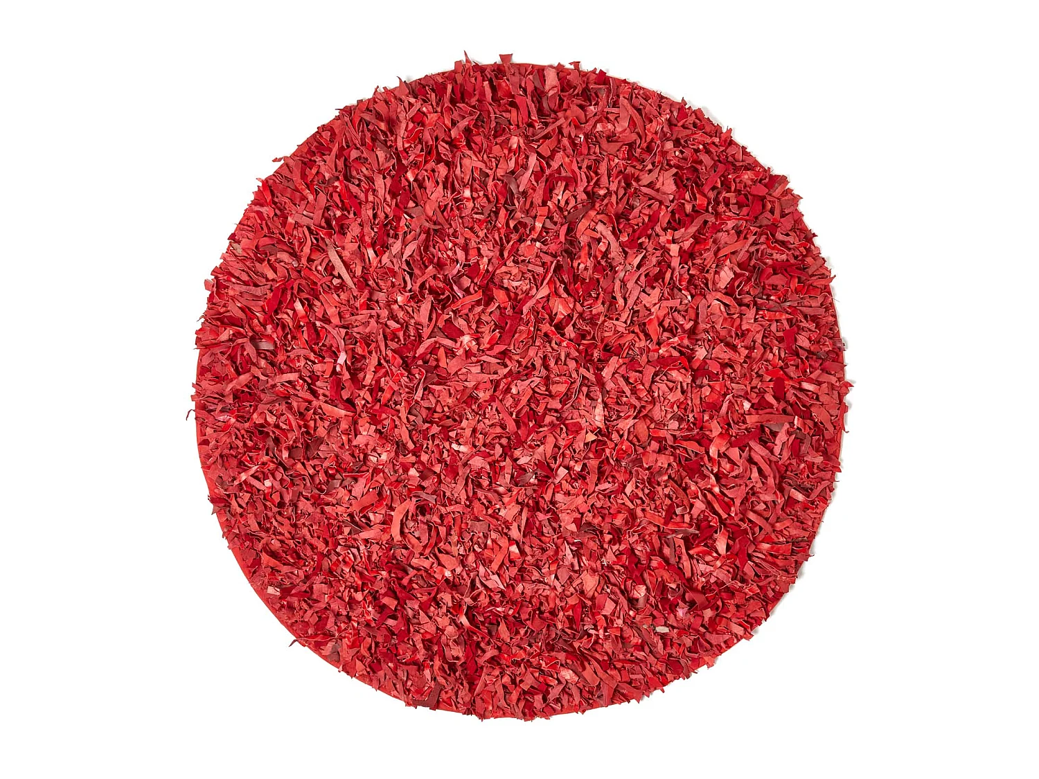 Homescapes Dallas Leather Shaggy Rug Red, 150 cm Round