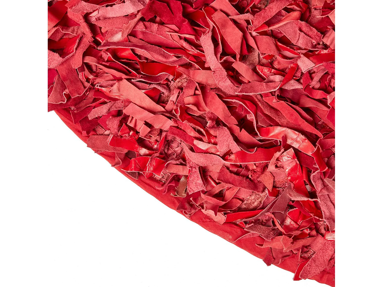 Homescapes Dallas Leather Shaggy Rug Red, 150 cm Round