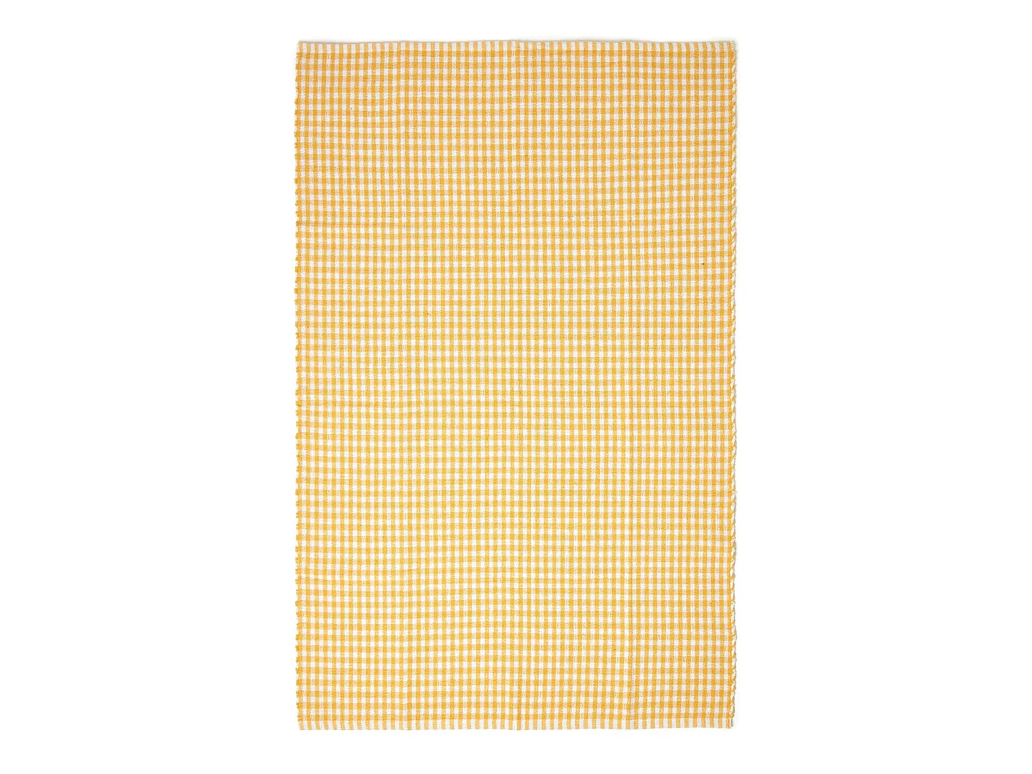 Homescapes Cotton Gingham Check Rug Hand Woven Yellow White, 60 x 90 cm