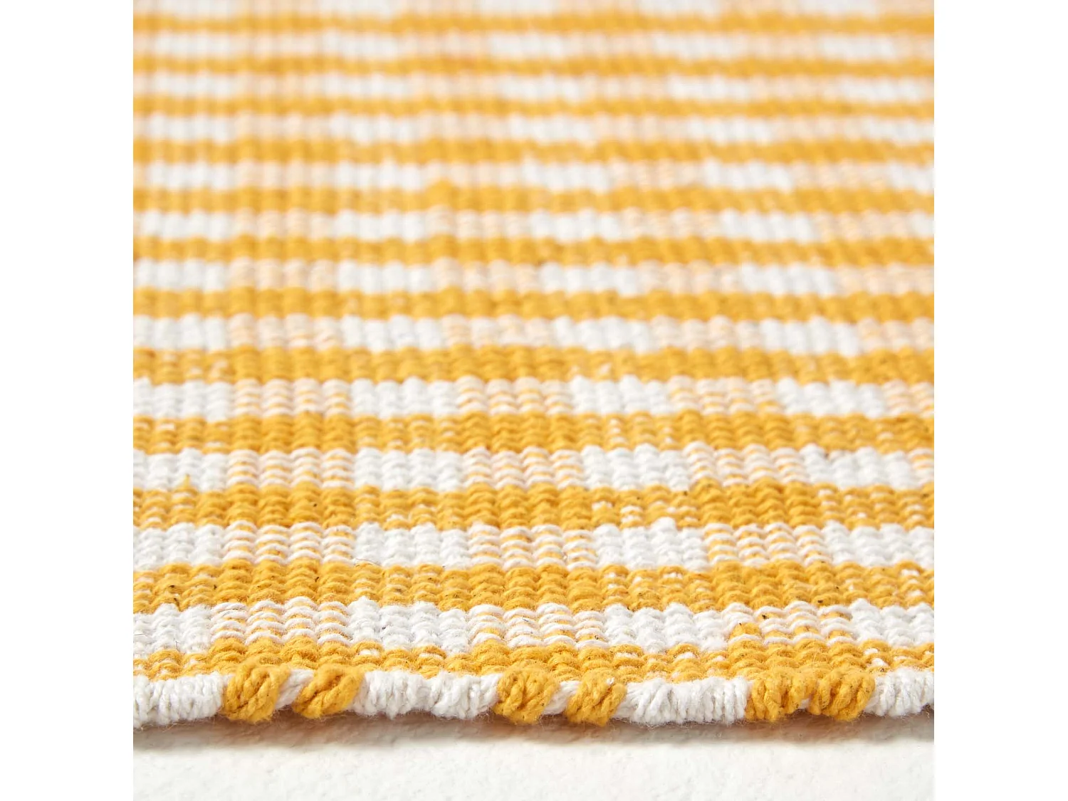 Homescapes Cotton Gingham Check Rug Hand Woven Yellow White, 60 x 90 cm