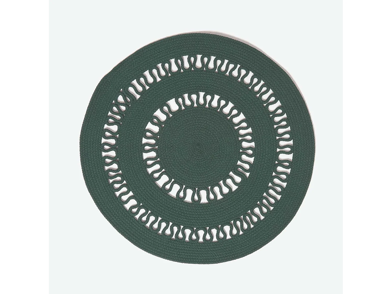 Homescapes Green Crochet Braided Rug 70cm Round