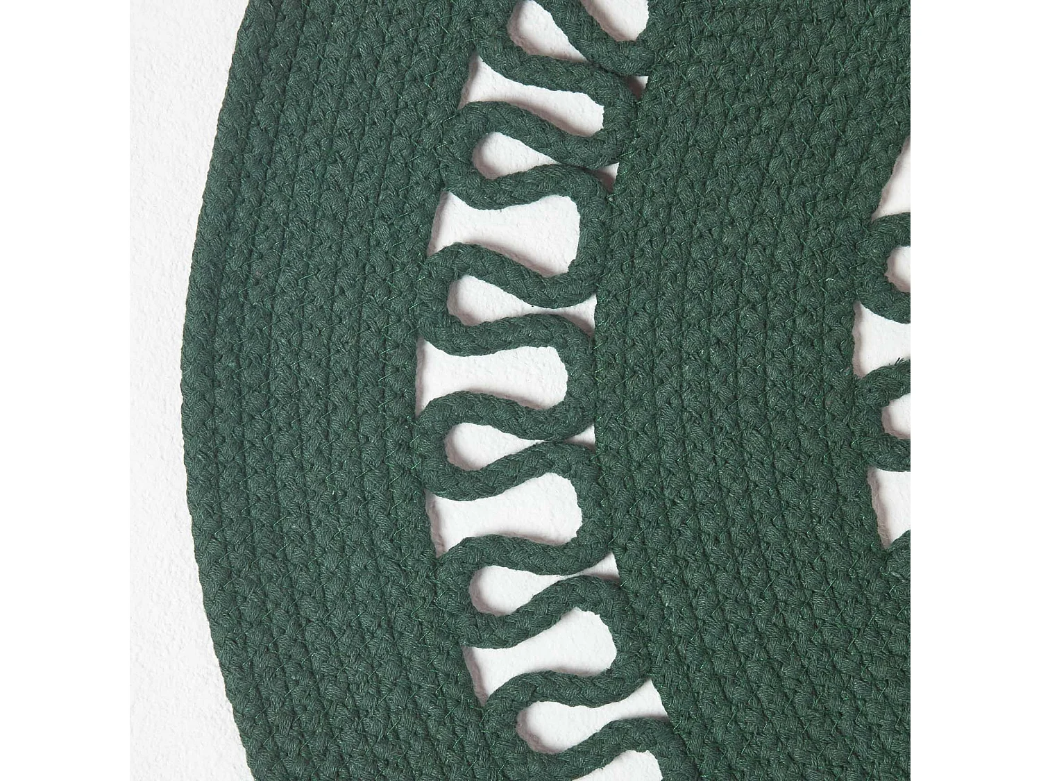 Homescapes Green Crochet Braided Rug 70cm Round