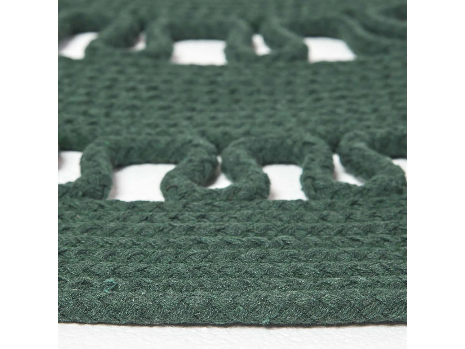 Homescapes Green Crochet Braided Rug 70cm Round