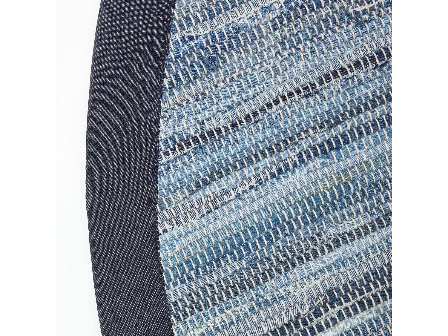 Homescapes Blue Denim Handwoven Striped Chindi Large Round Rug