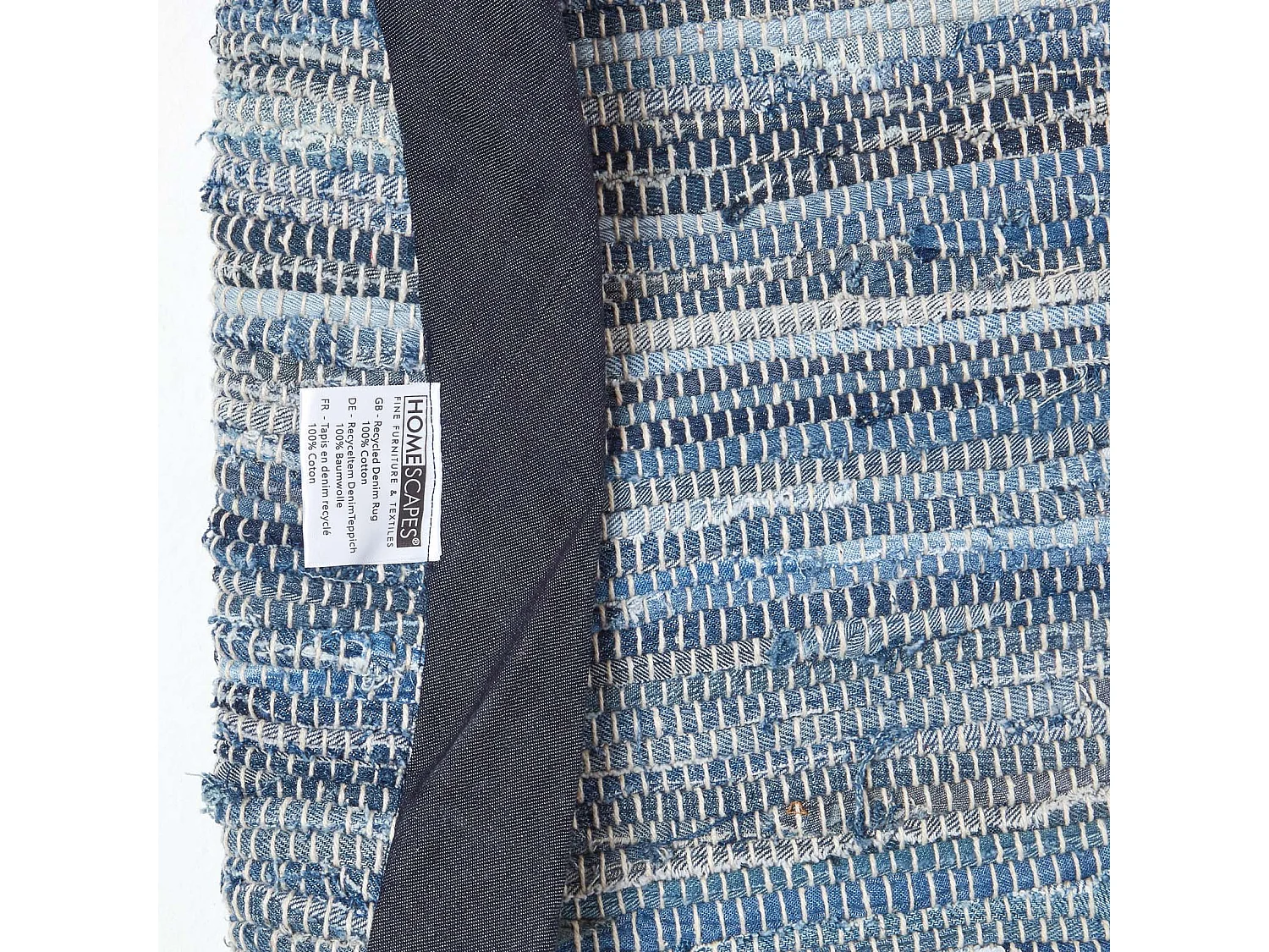 Homescapes Blue Denim Handwoven Striped Chindi Large Round Rug