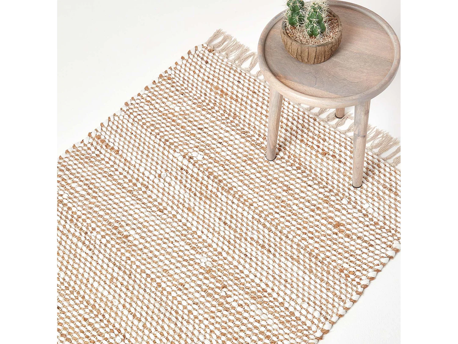 Homescapes Horizon Neutral Chevron Hemp Chindi Rug, 160 x 230 cm