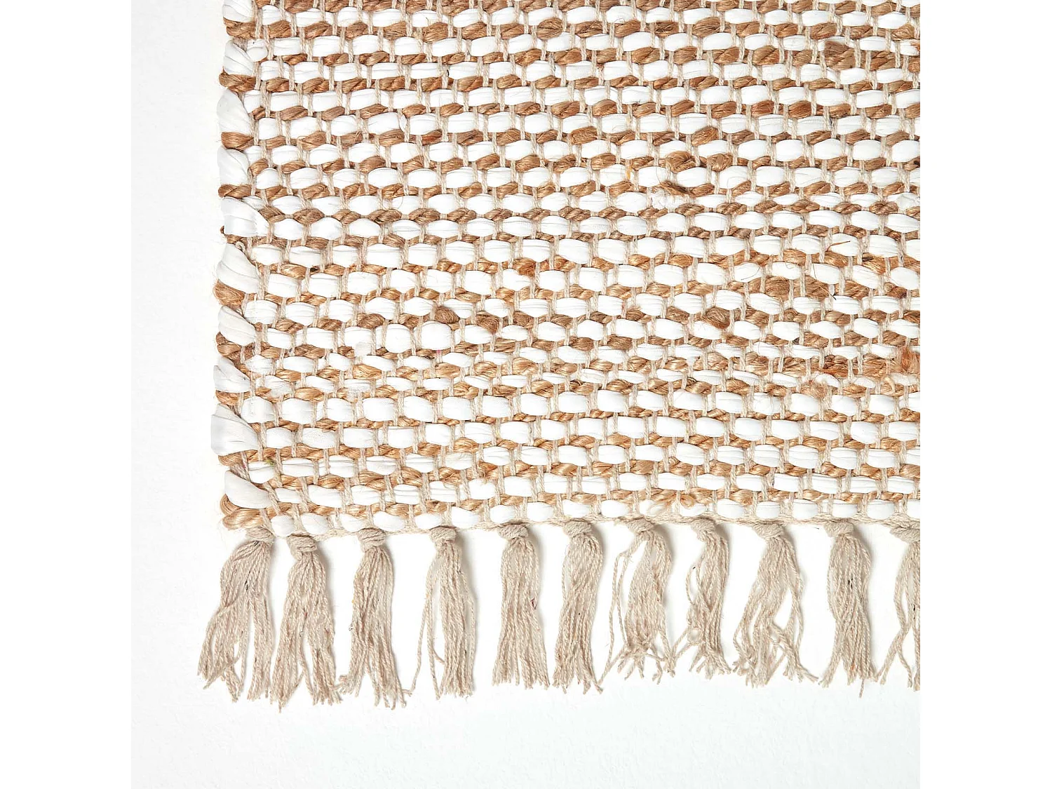 Homescapes Horizon Neutral Chevron Hemp Chindi Rug, 160 x 230 cm
