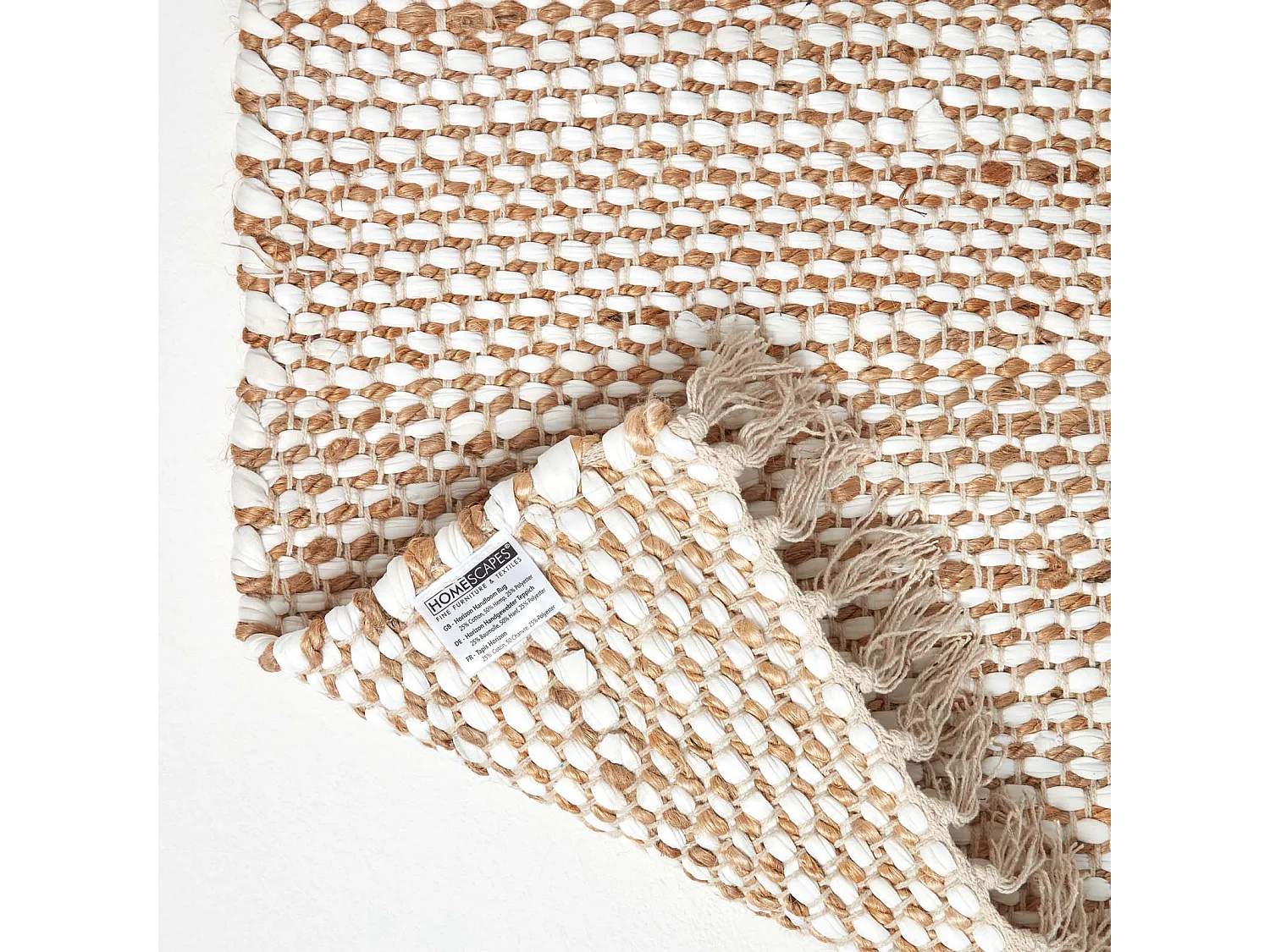 Homescapes Horizon Neutral Chevron Hemp Chindi Rug, 160 x 230 cm