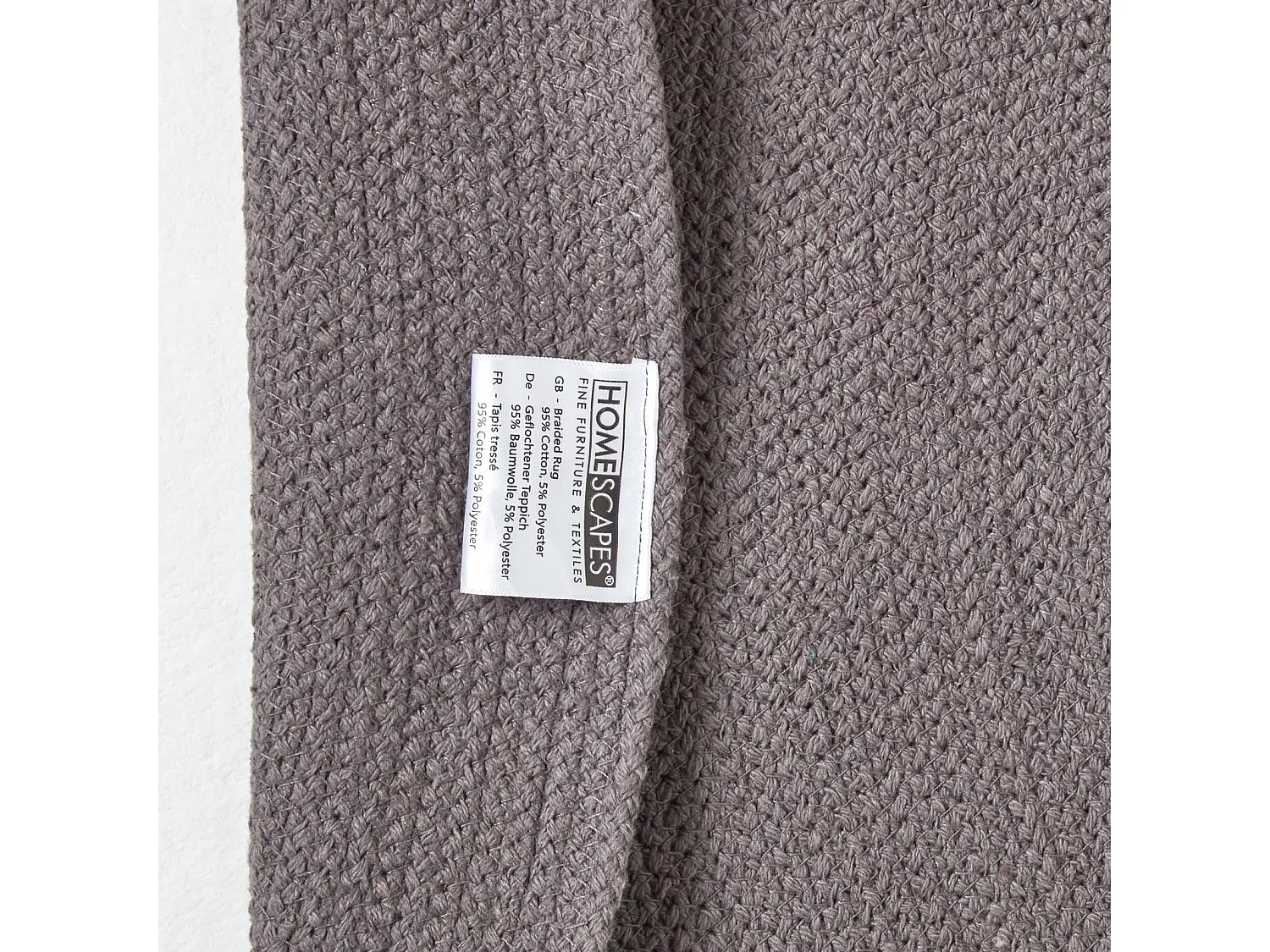 Homescapes Grey Handmade Woven Braided Round Rug, 150 cm