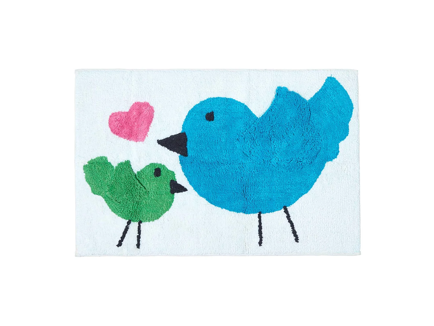 Homescapes Cotton Tufted  Blue Green Birds Pink Heart Kids Rug