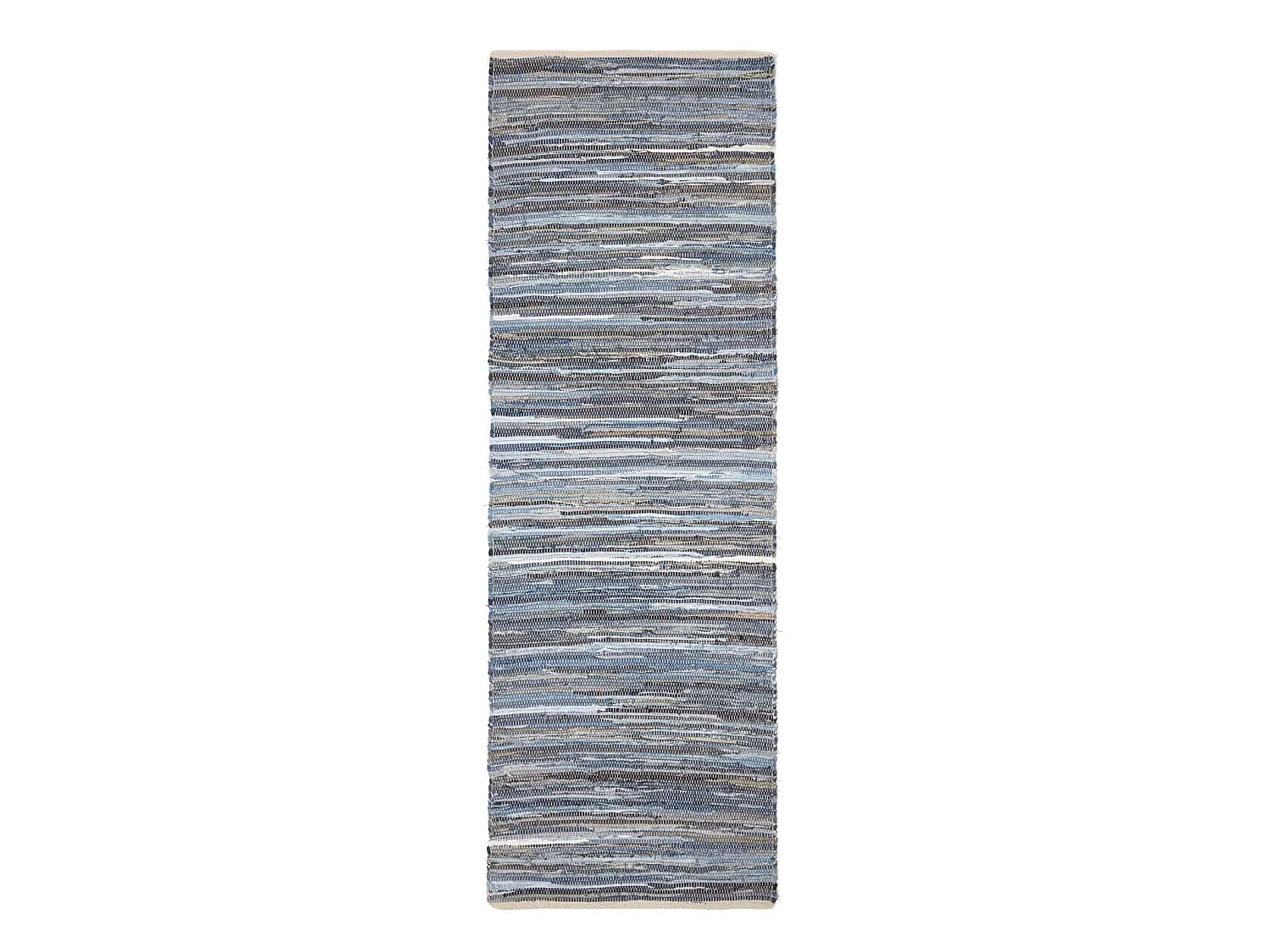 Homescapes Blue Denim Handwoven Striped Chindi Rug, 66 x 200 cm