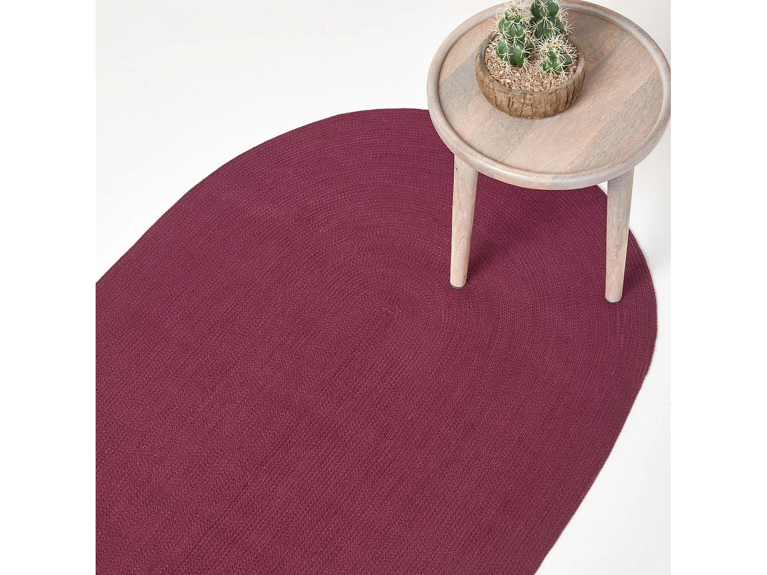 Homescapes Plum Handmade Woven Braided Oval Rug, 110 x 170 cm