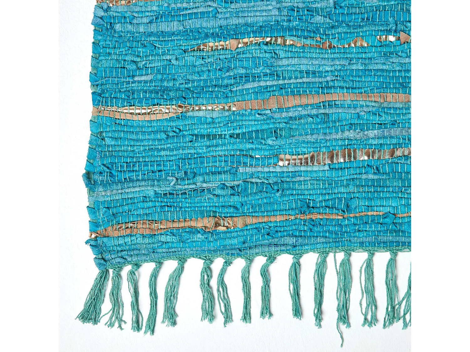 Homescapes Leather Glitter Rug Gold & Turquoise, 120 x 180 cm