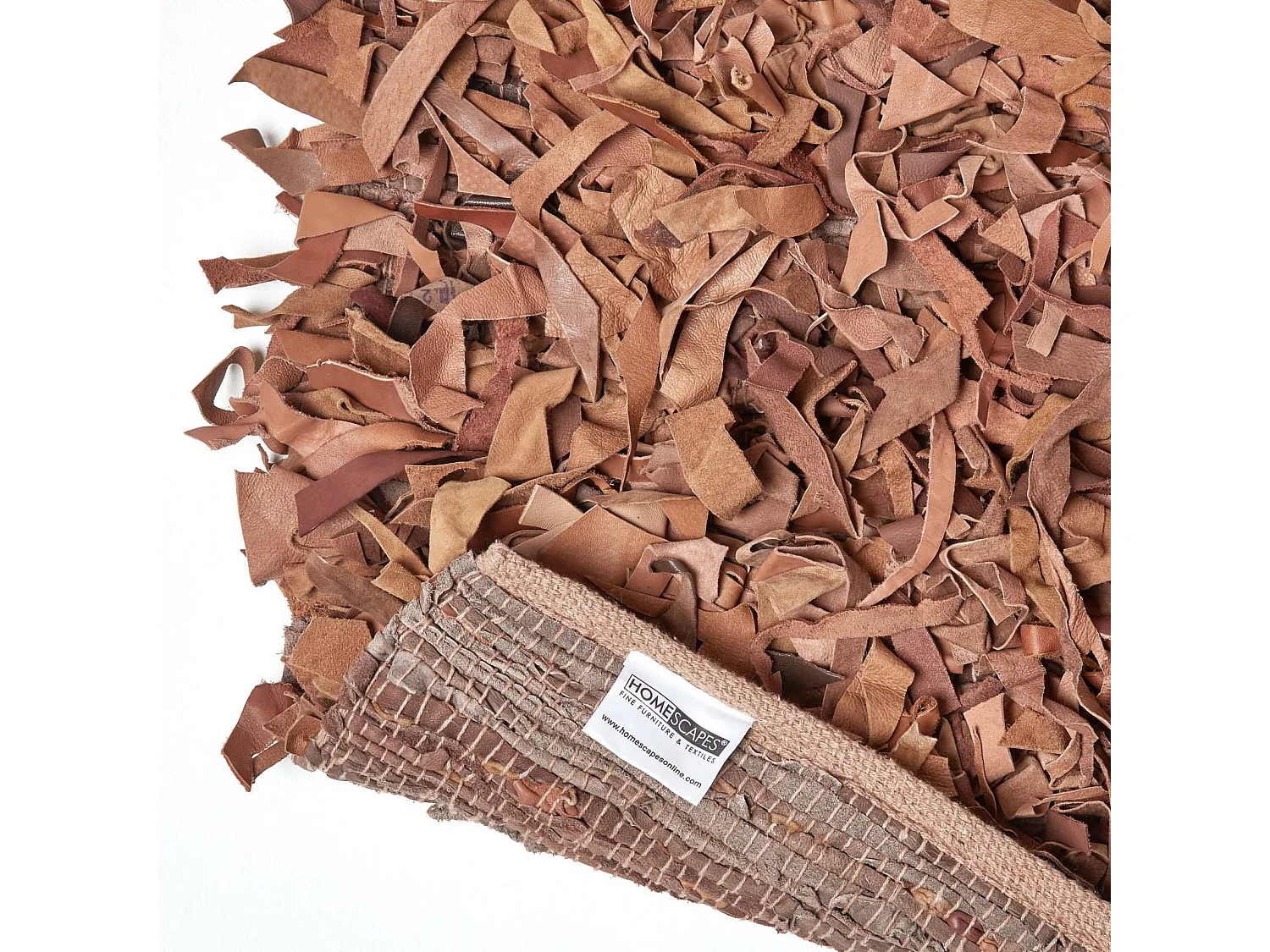 Homescapes Dallas Leather Shaggy Rug Brown, 120 x 180 cm