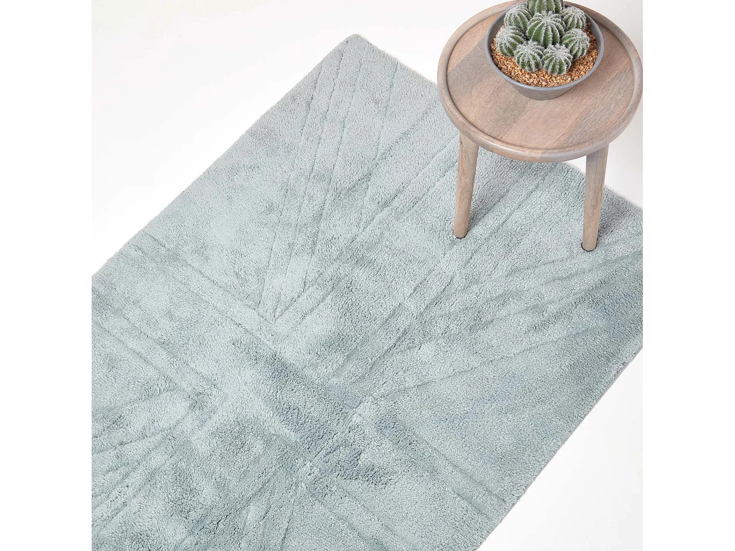 Homescapes Cotton Tufted Rug Union Jack Plain Embossed Mat Silver Grey, 50 x 80 cm