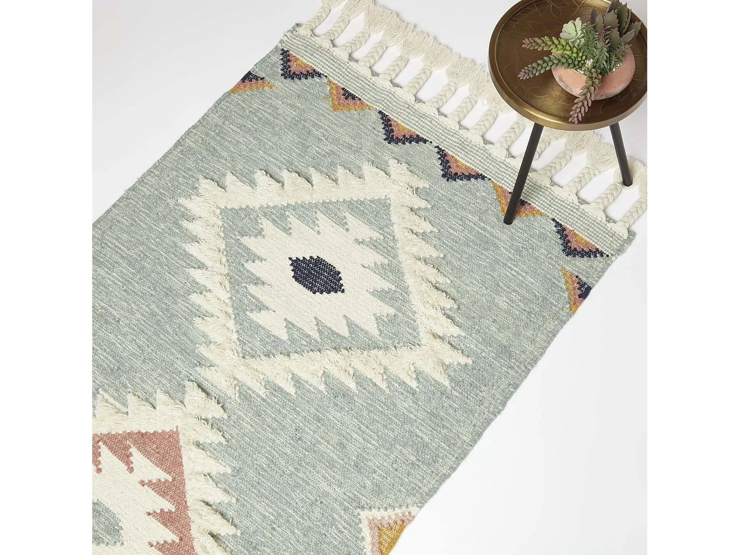 Homescapes Tenali Blue Kilim Wool Rug 90 x 150 cm