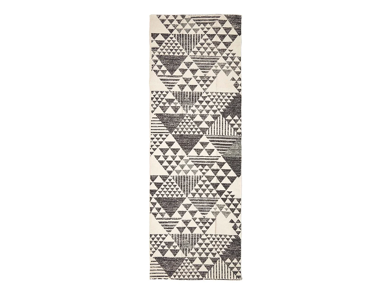 Homescapes Delphi Black and White Geometric Style 100% Cotton Printed Rug, 66 x 200 cm