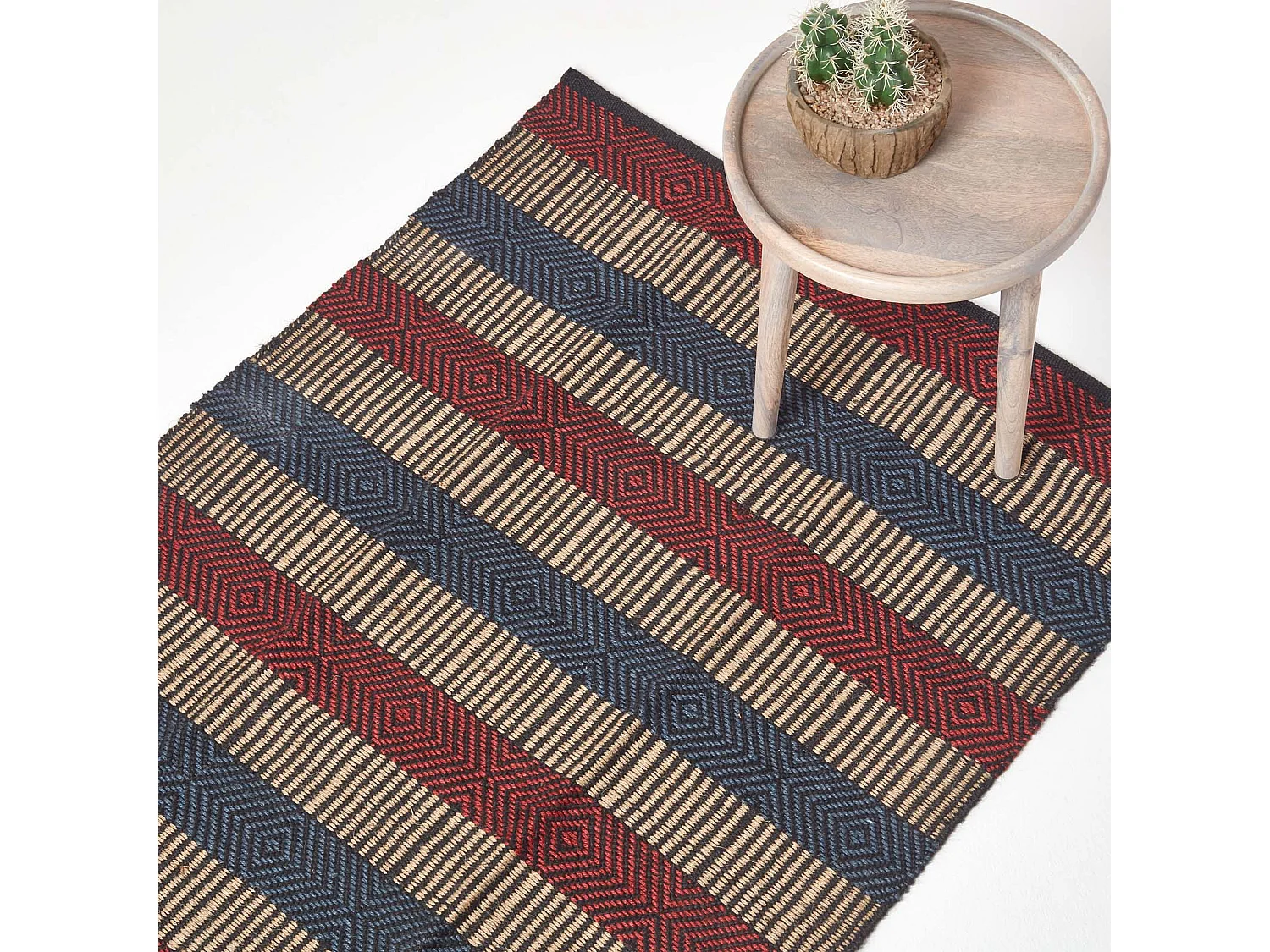 Homescapes Multicolour Striped Jute Rug, 60 x 100 cm