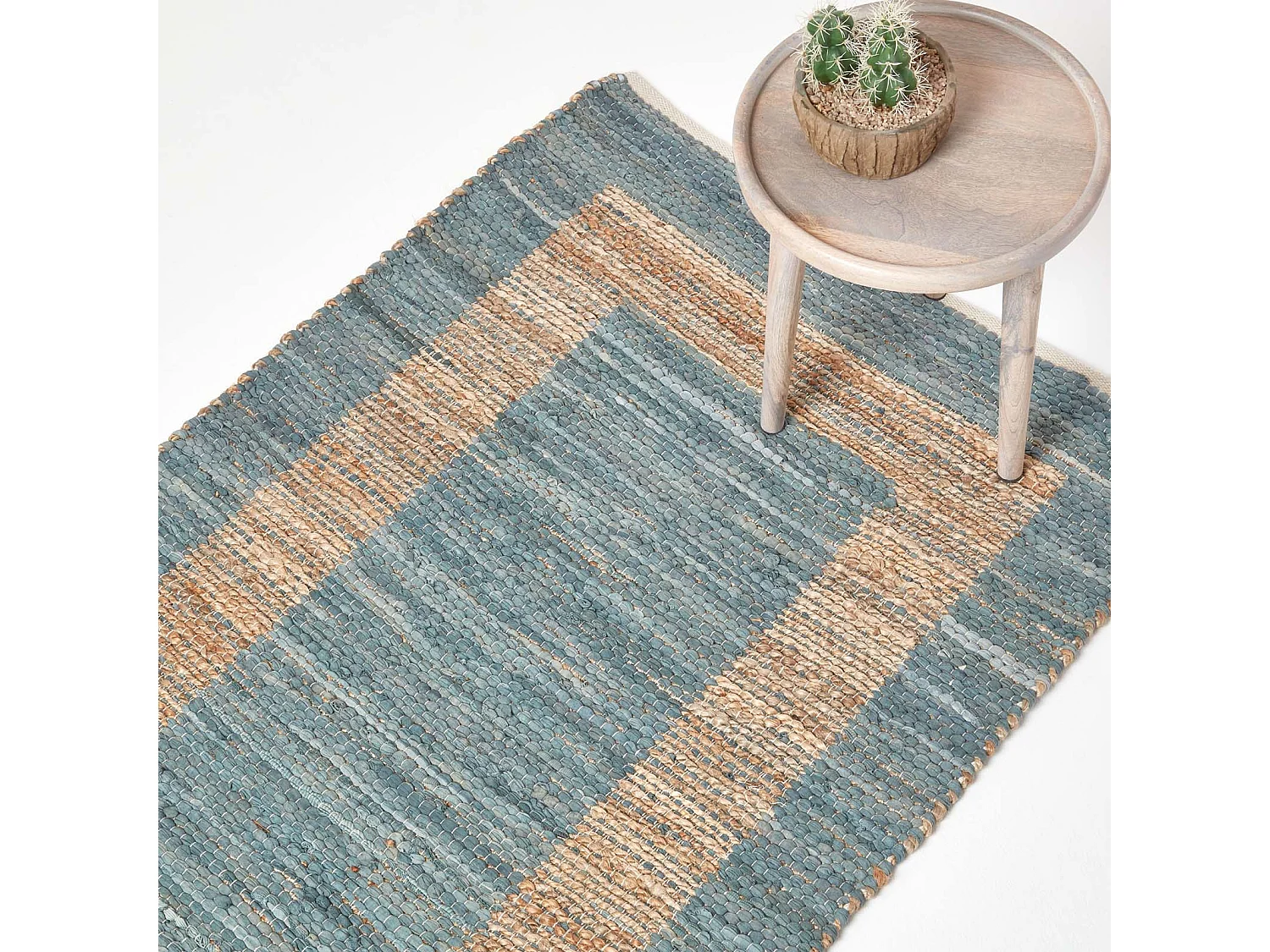 Homescapes Veranda Grey and Nude Hemp Chindi Rug, 90 x 150 cm