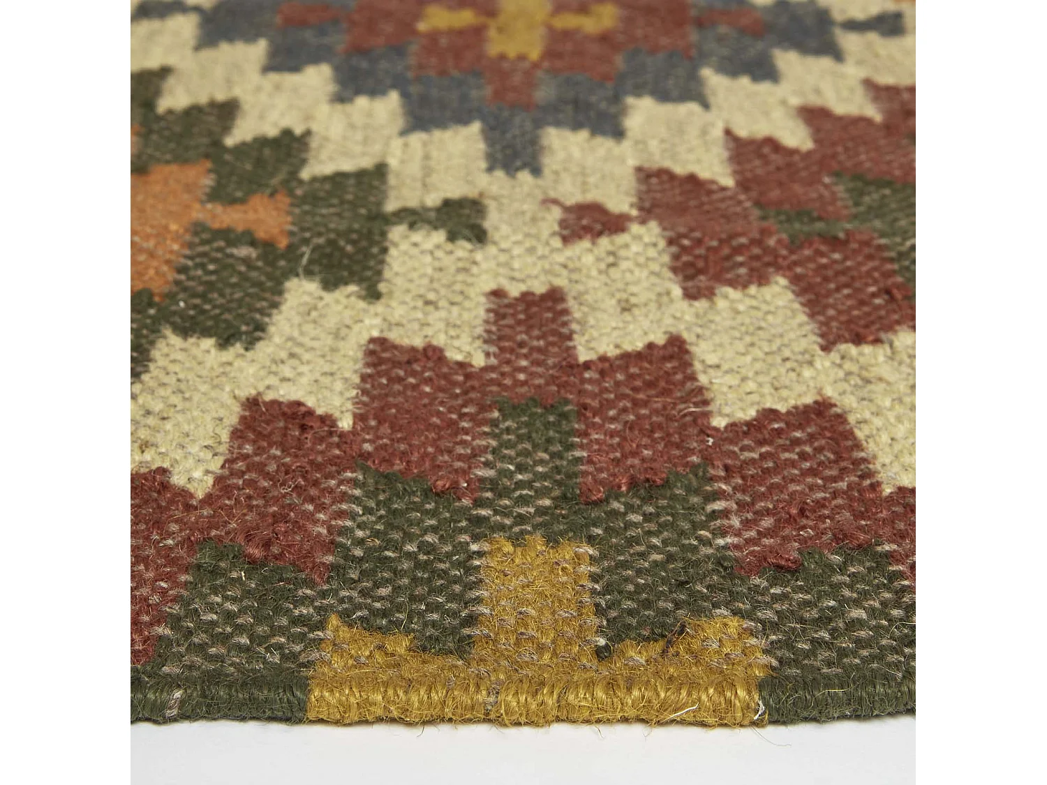Homescapes Lucea Orange & Blue Kilim Wool Rug 240 x 300 cm