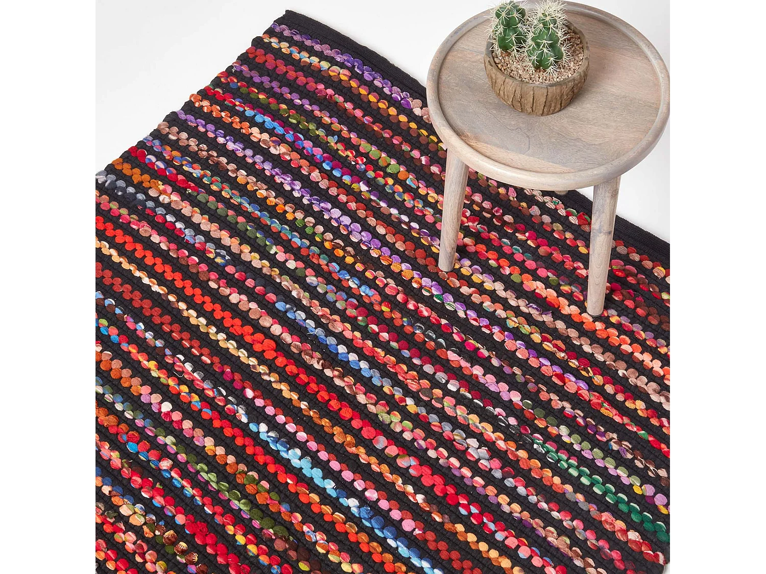 Homescapes Handwoven Multi Coloured Recycled Chindi Folk Rug Extra Large, 160 x 230 cm