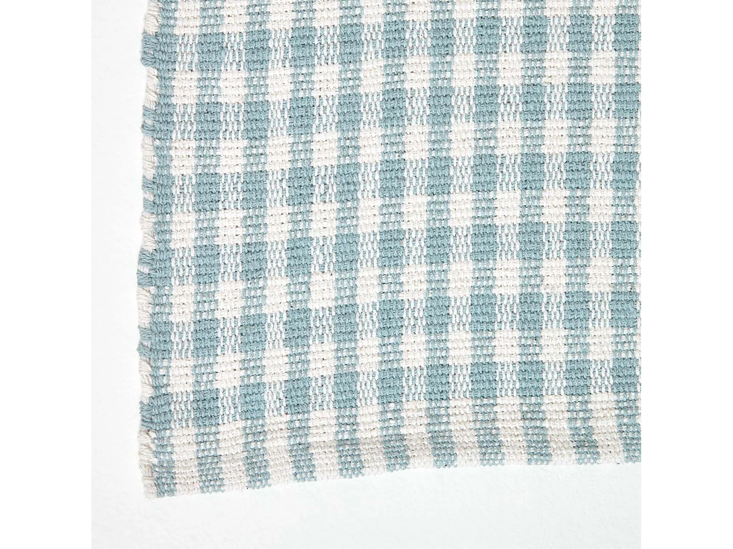 Homescapes Cotton Gingham Check Rug Hand Woven Blue White, 60 x 90 cm