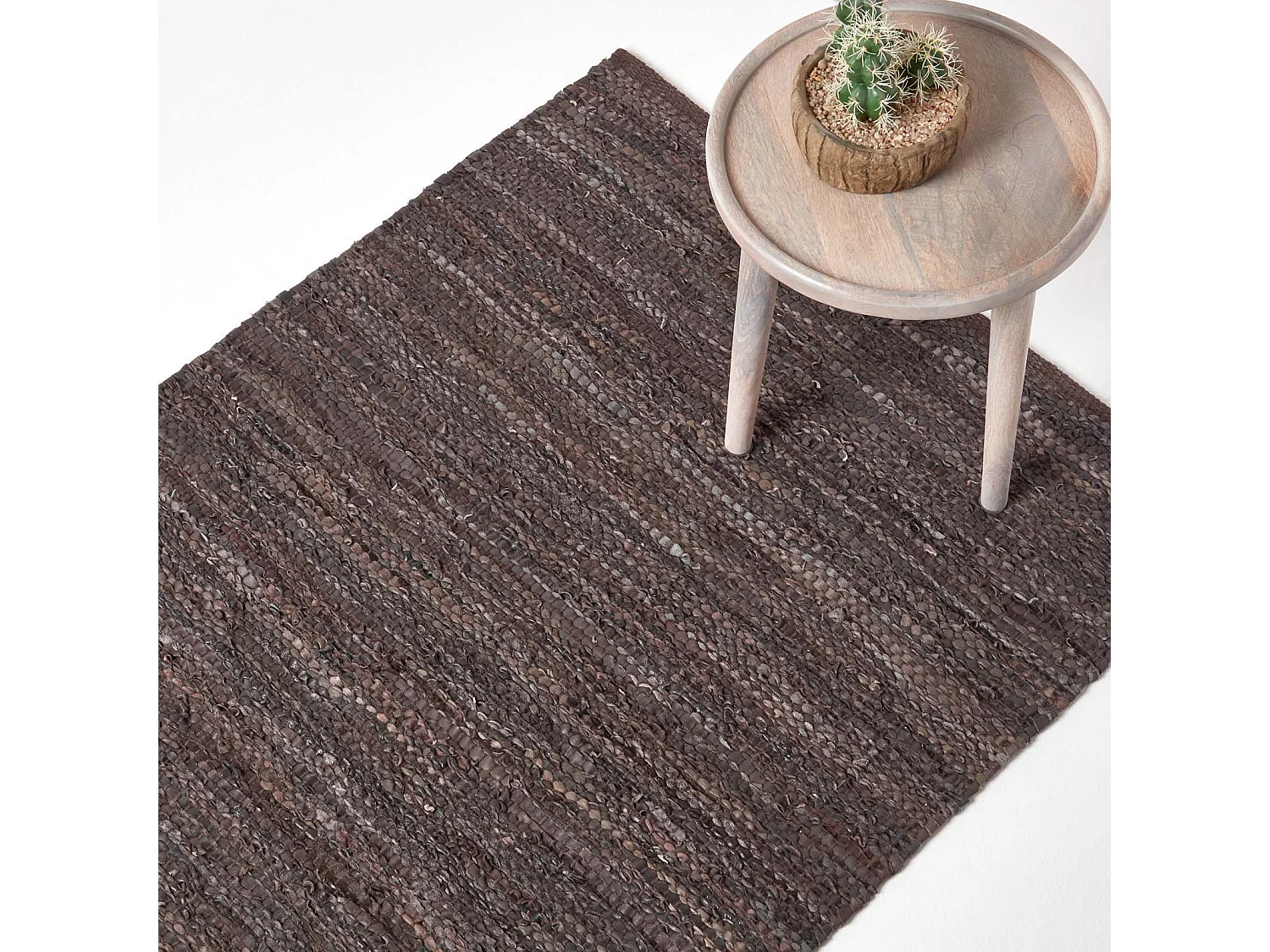 Homescapes Denver Leather Woven Rug Brown, 150 x 240 cm