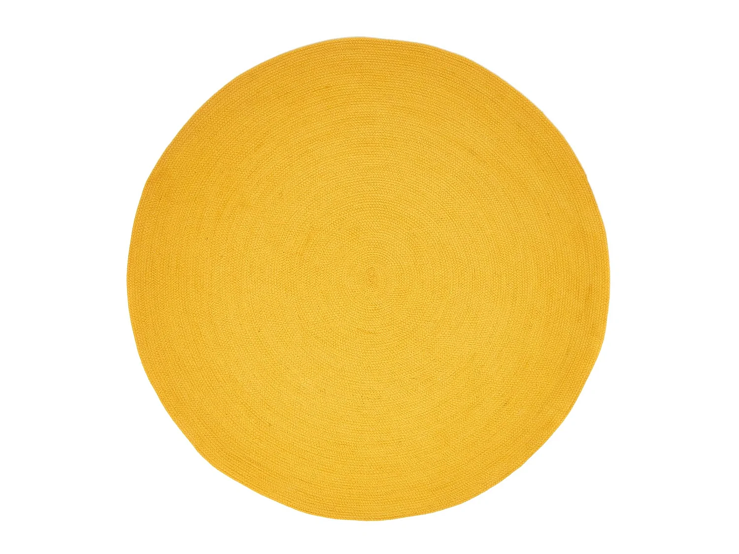 Homescapes Mustard Yellow Handmade Woven Braided Round Rug, 150 cm
