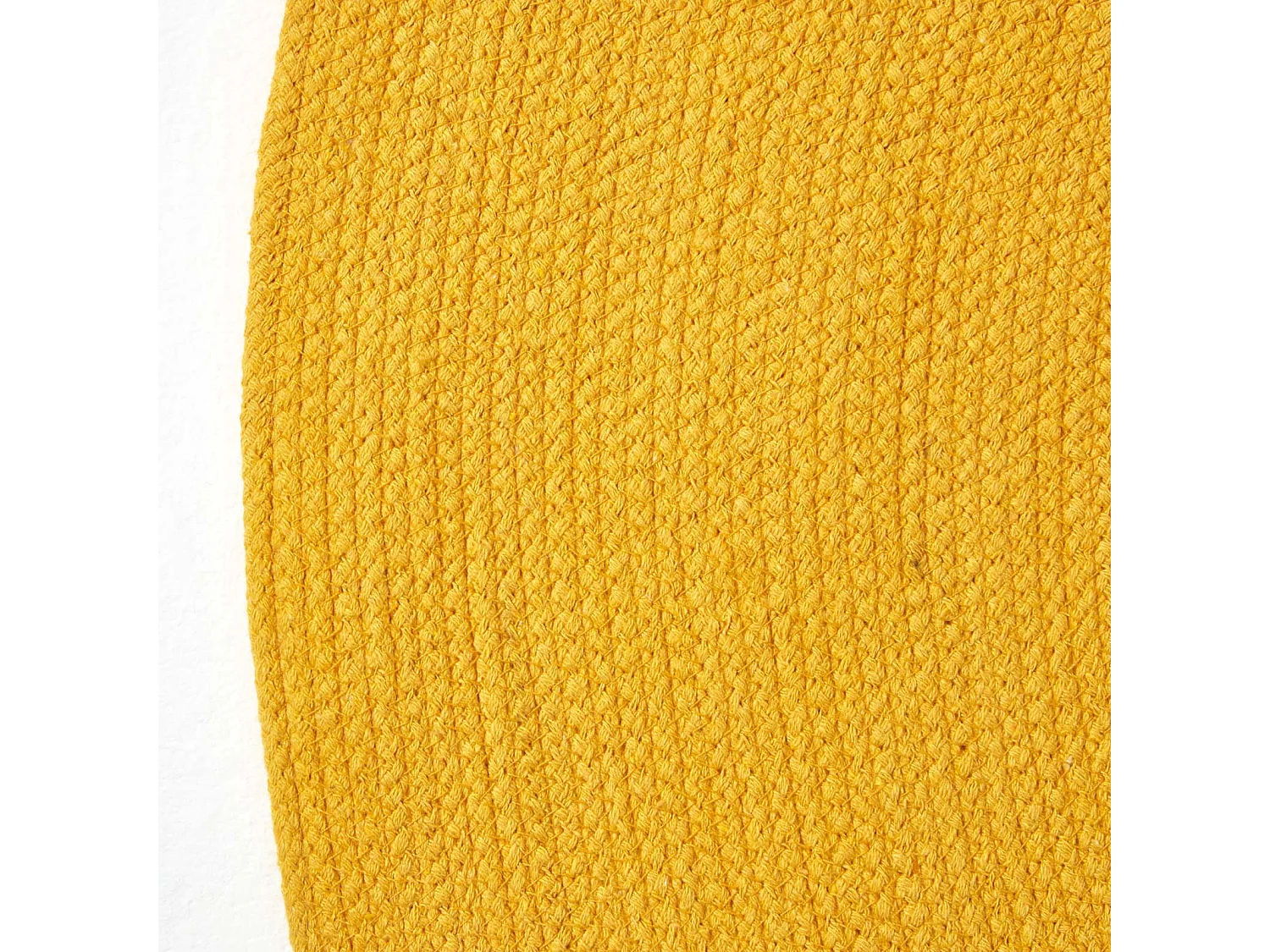 Homescapes Mustard Yellow Handmade Woven Braided Round Rug, 150 cm
