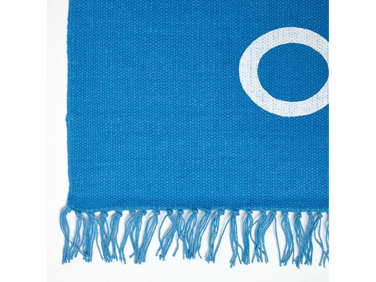 Homescapes Keep  Calm And Carry On Handwoven 100% Cotton Rug in Blue & White, 60 x 100 cm