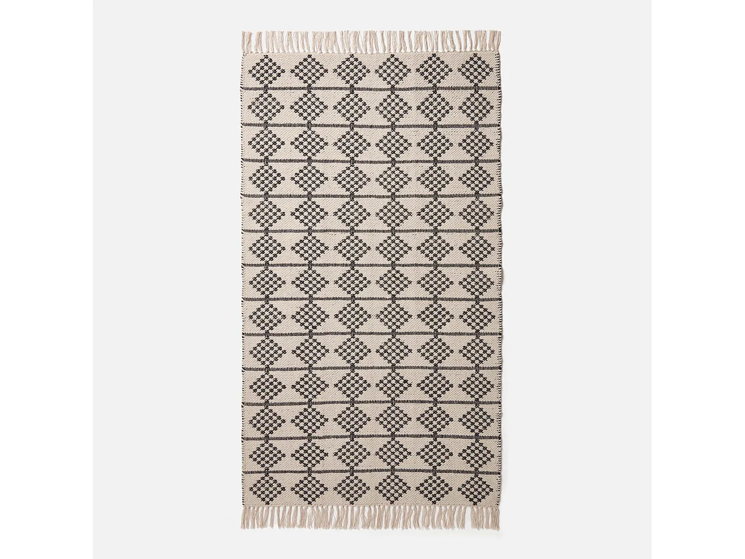 Homescapes Adana Handwoven Monochrome Cotton Textured Rug, 120 x 170 cm