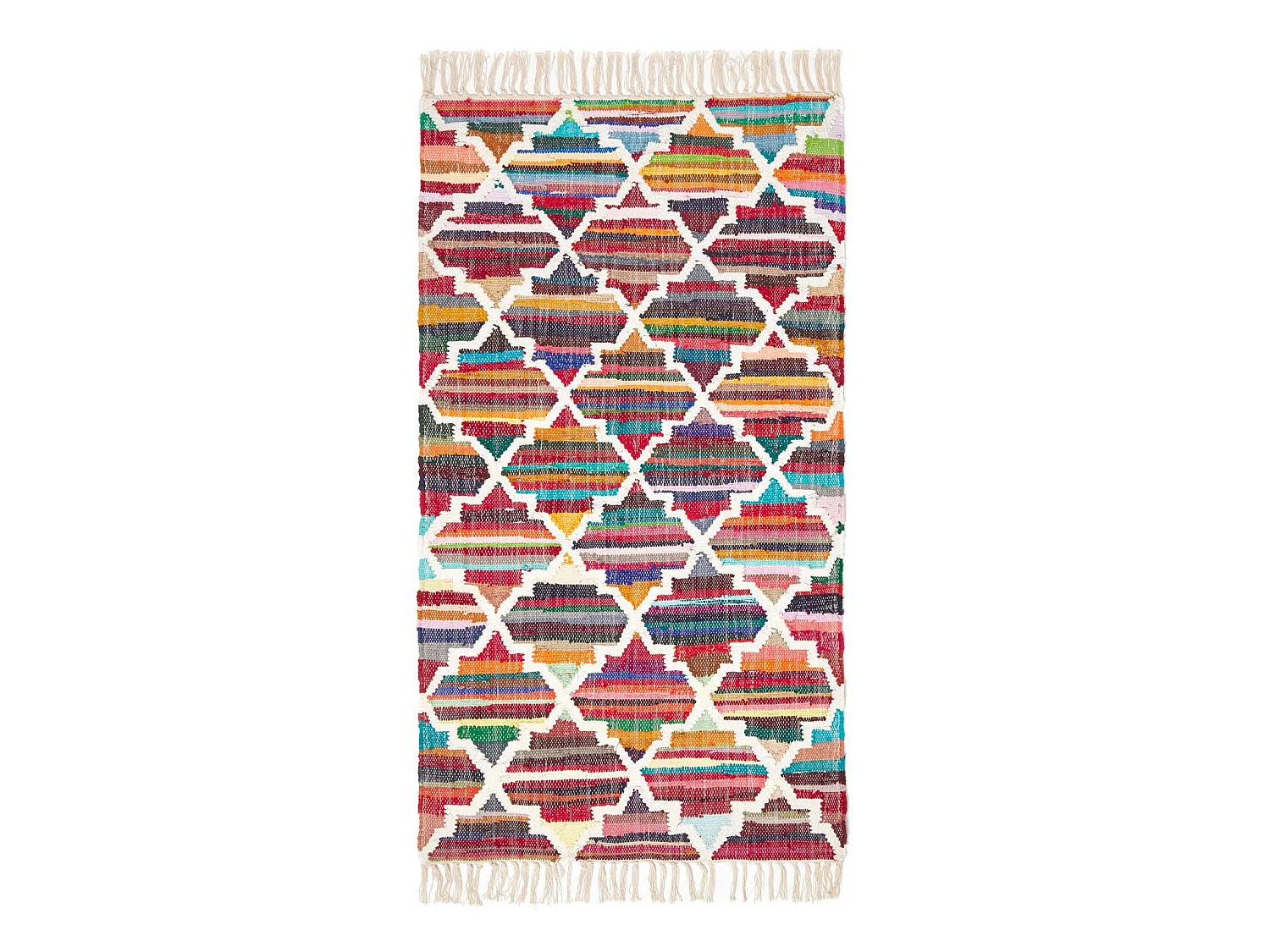 Homescapes Amsterdam Handwoven Multi Coloured 100% Cotton Chindi Kilim Pattern Rug, 160 x 230 cm