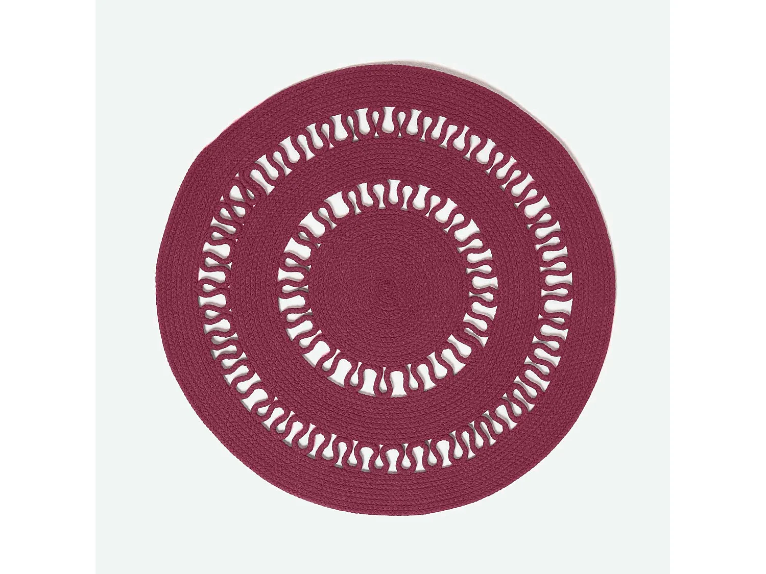Homescapes Plum Crochet Braided Rug 90cm Round