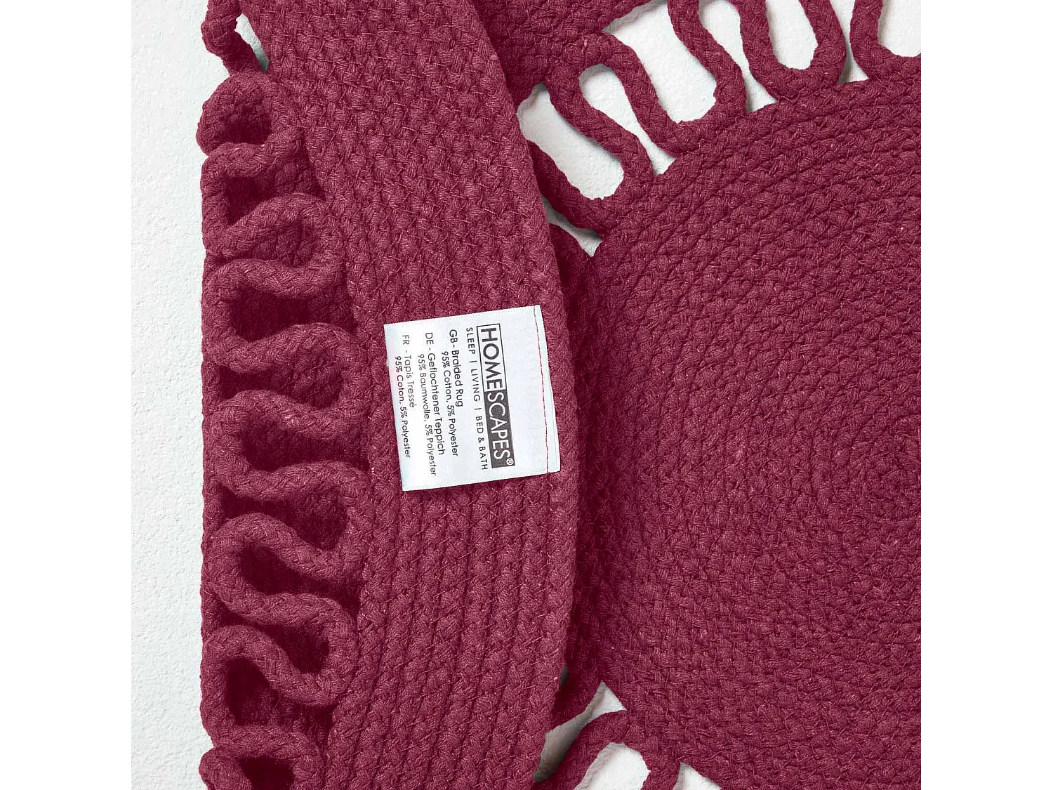 Homescapes Plum Crochet Braided Rug 90cm Round