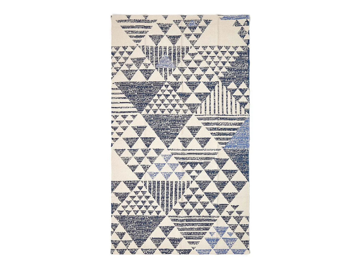Homescapes Delphi Blue and White Geometric Style 100% Cotton Printed Rug, 160 x 230 cm