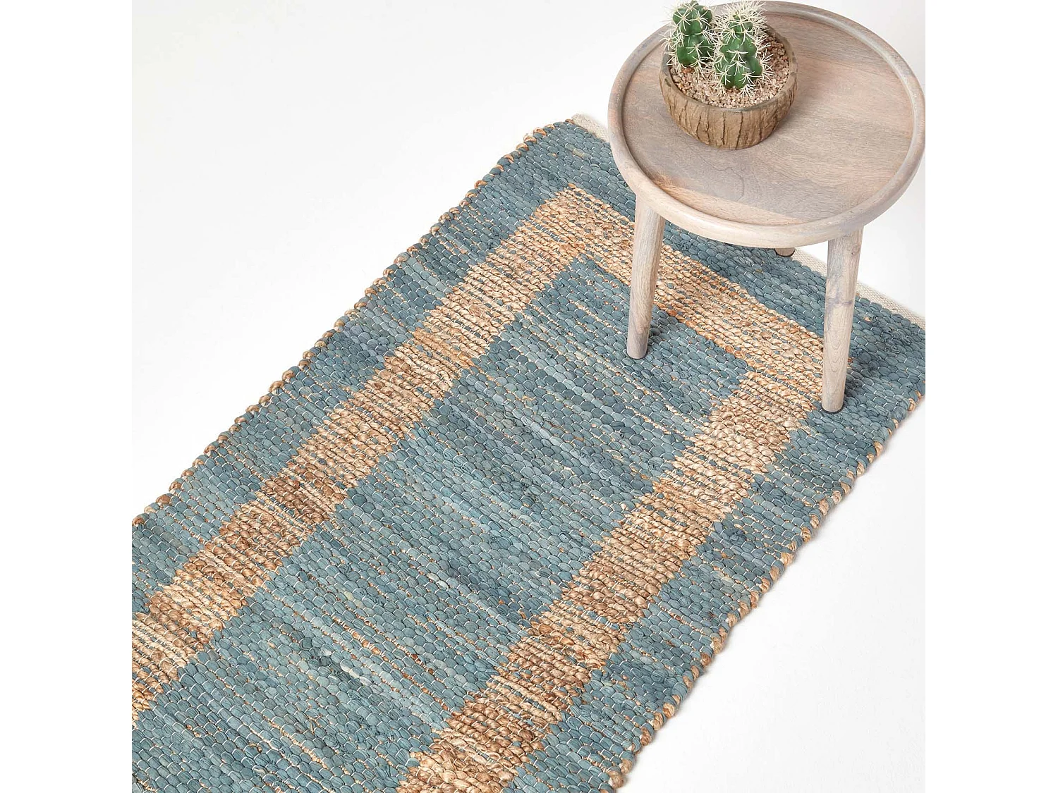 Homescapes Veranda Grey and Nude Hemp Chindi Rug, 66 x 200 cm
