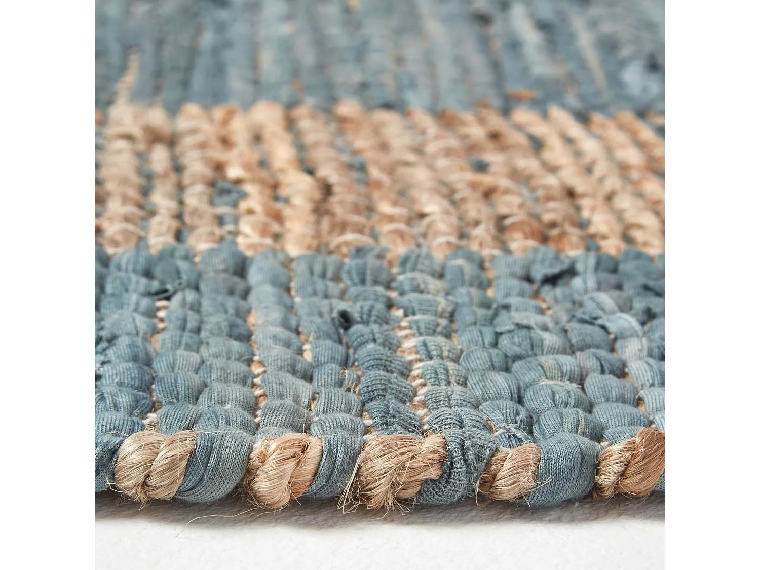 Homescapes Veranda Grey and Nude Hemp Chindi Rug, 66 x 200 cm