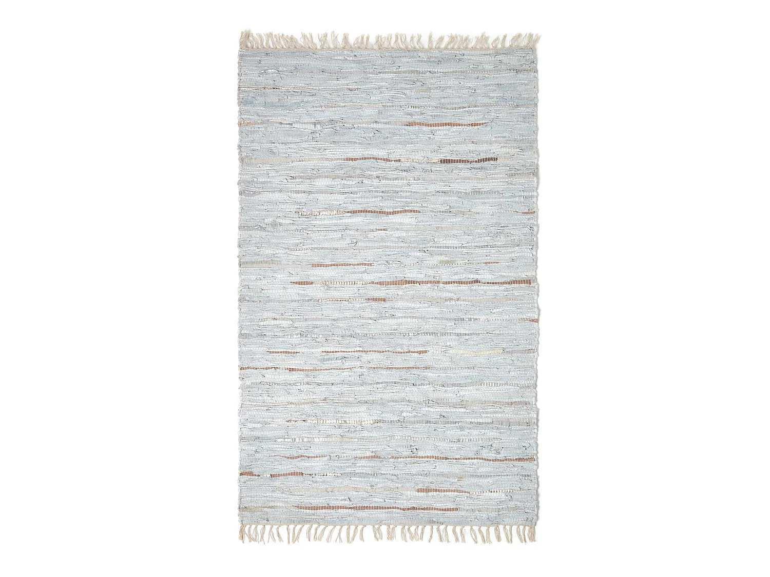 Homescapes Leather Glitter Rug Silver and Natural,90 x 150 cm